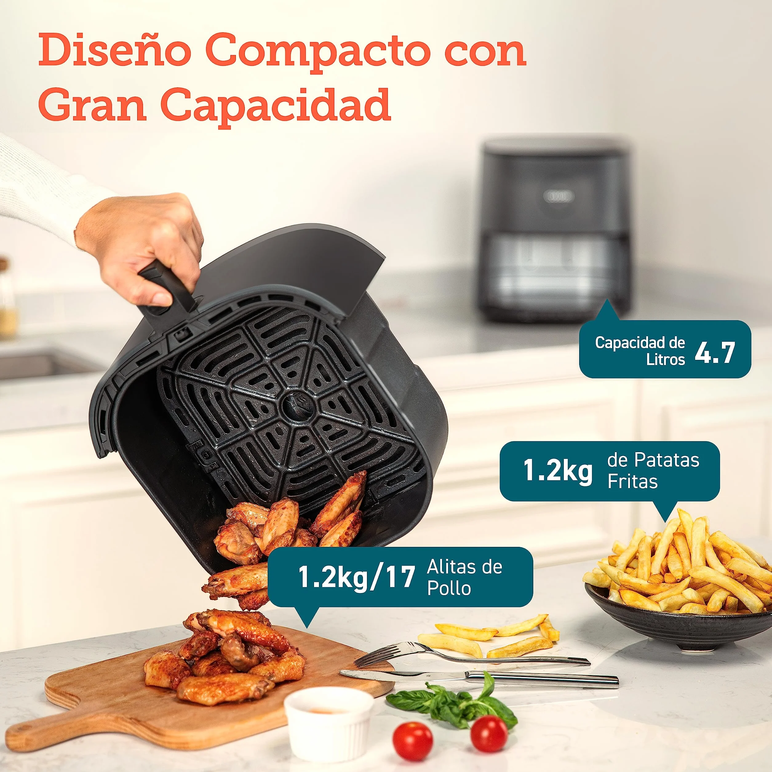 Cosori Freidora de Aire 4,7L 230°C Air Fryer 9 Programas Panel Táctil Gris L501
