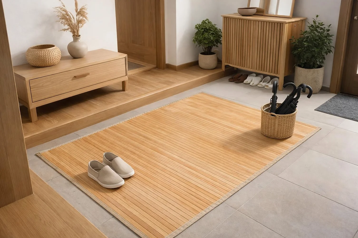 HERSIG Alfombra Bambú Antideslizante Tatami 120 x 180 cm
