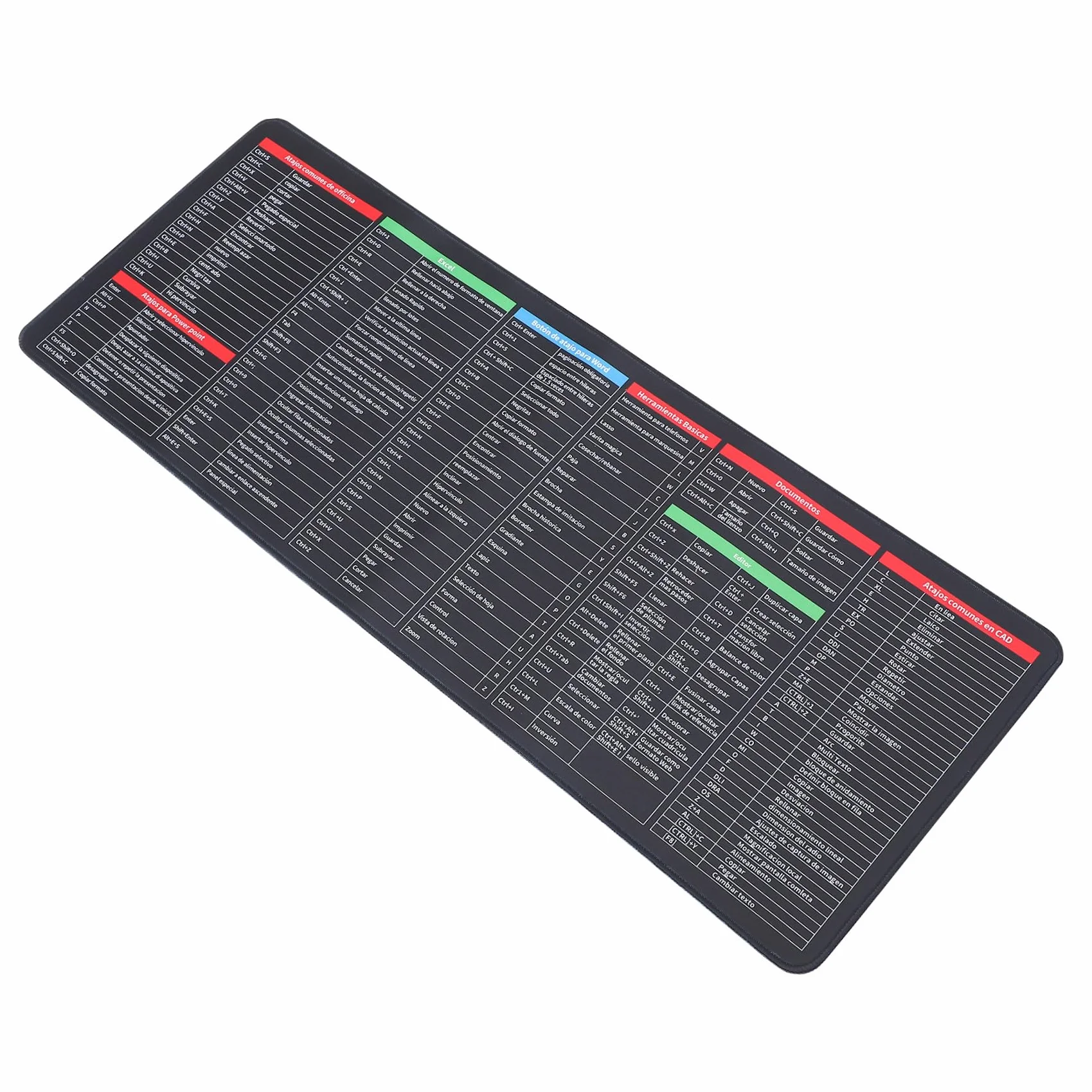 Alfombrilla de Teclado Antideslizante Grande Patrón de Atajos para Oficina y Juegos, Tapete de Goma 30X80X0.3Cm para Escritorio Ergonómico