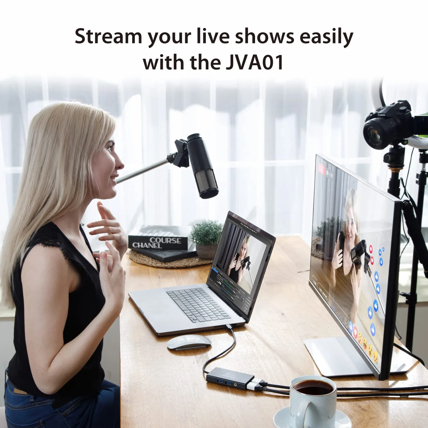 j5create Tarjeta de Captura de vídeo con Carga de Paso PD 60W, hub multifunción Incorporado, Apto para Streaming, transmisión en Vivo, videoconferencia, enseñanza, Juegos (JVA01)