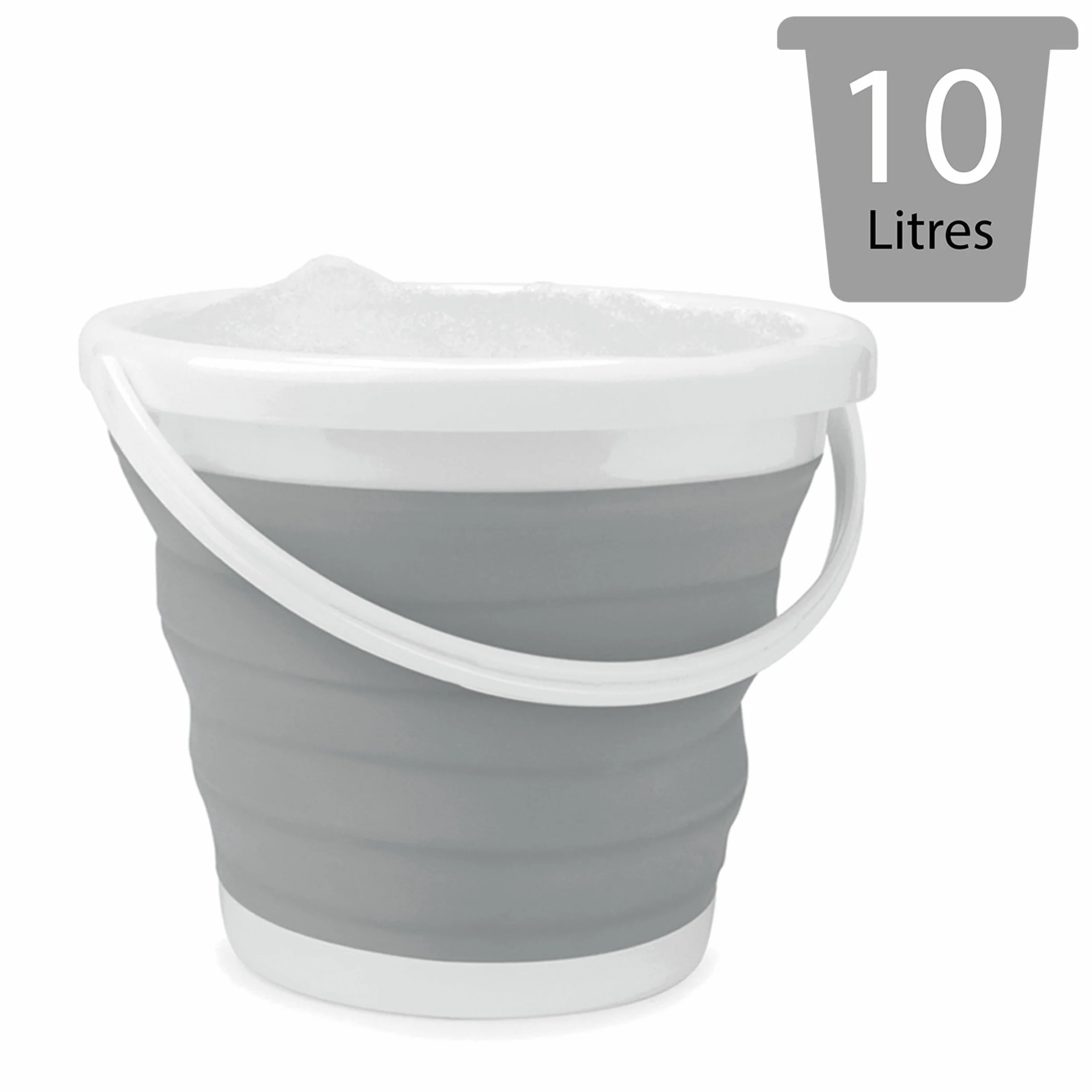 Beldray Cubo Plegable 10 litros Gris Práctico Resistente Ahorra Espacio