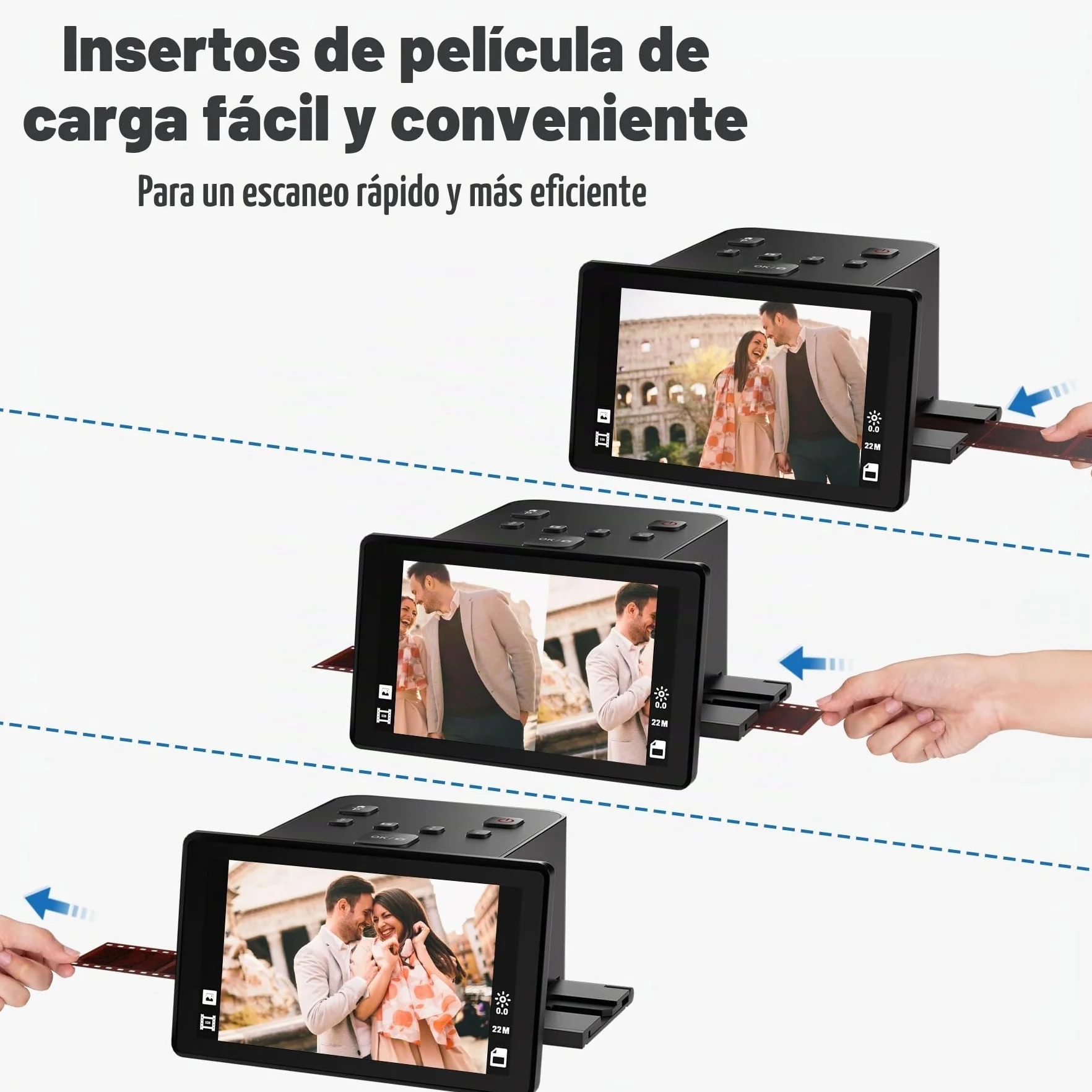 Escáner digital de películas y diapositivas con gran pantalla LCD de 5 pulgadas, escáner negativo y escáner de diapositivas para digitalizar, convierte 135, 126 KPK, 110 negativos y película Super 8 a