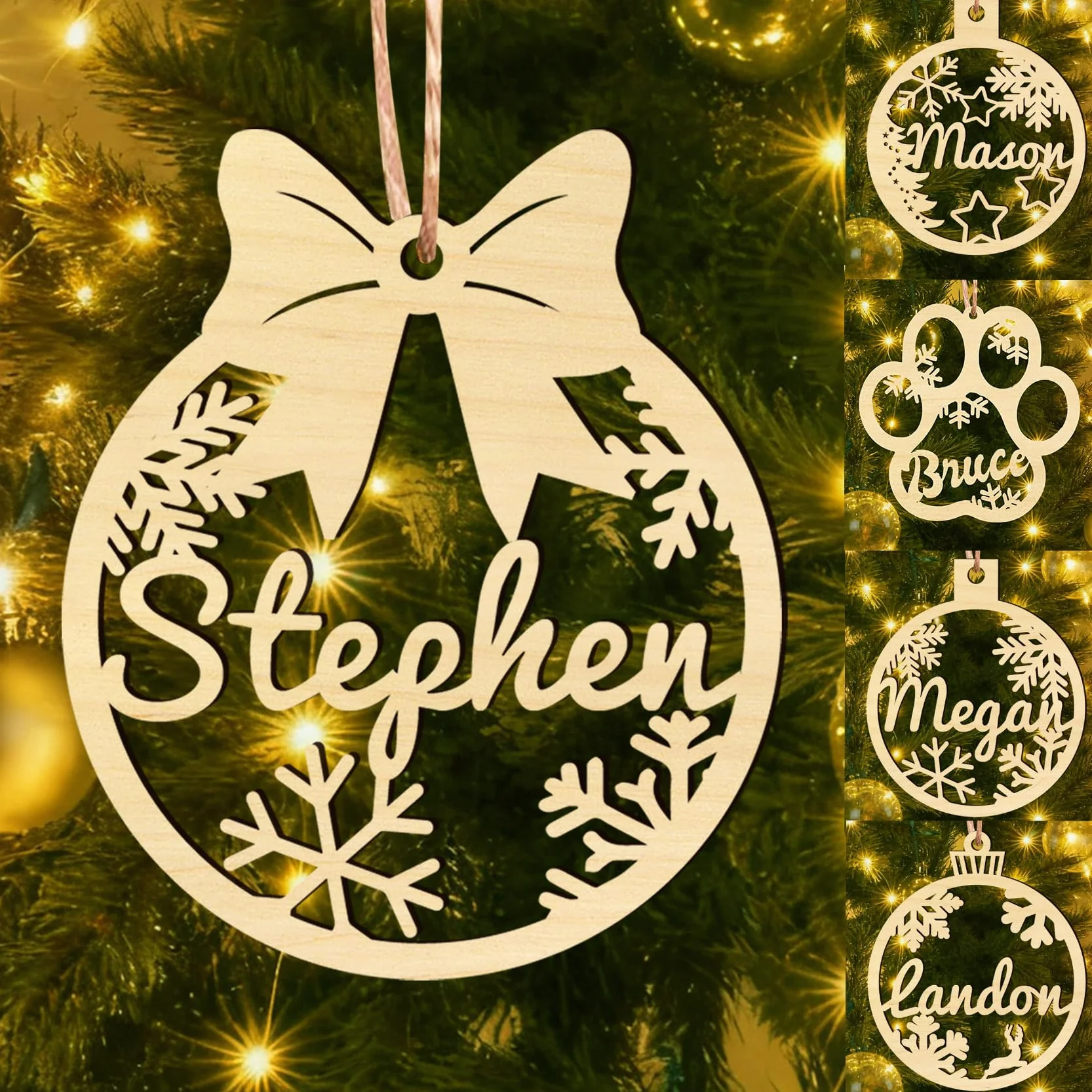 Bola Navidad Personalizada Madera Adornos Navidad Personalizados Decoración Navidad 2025