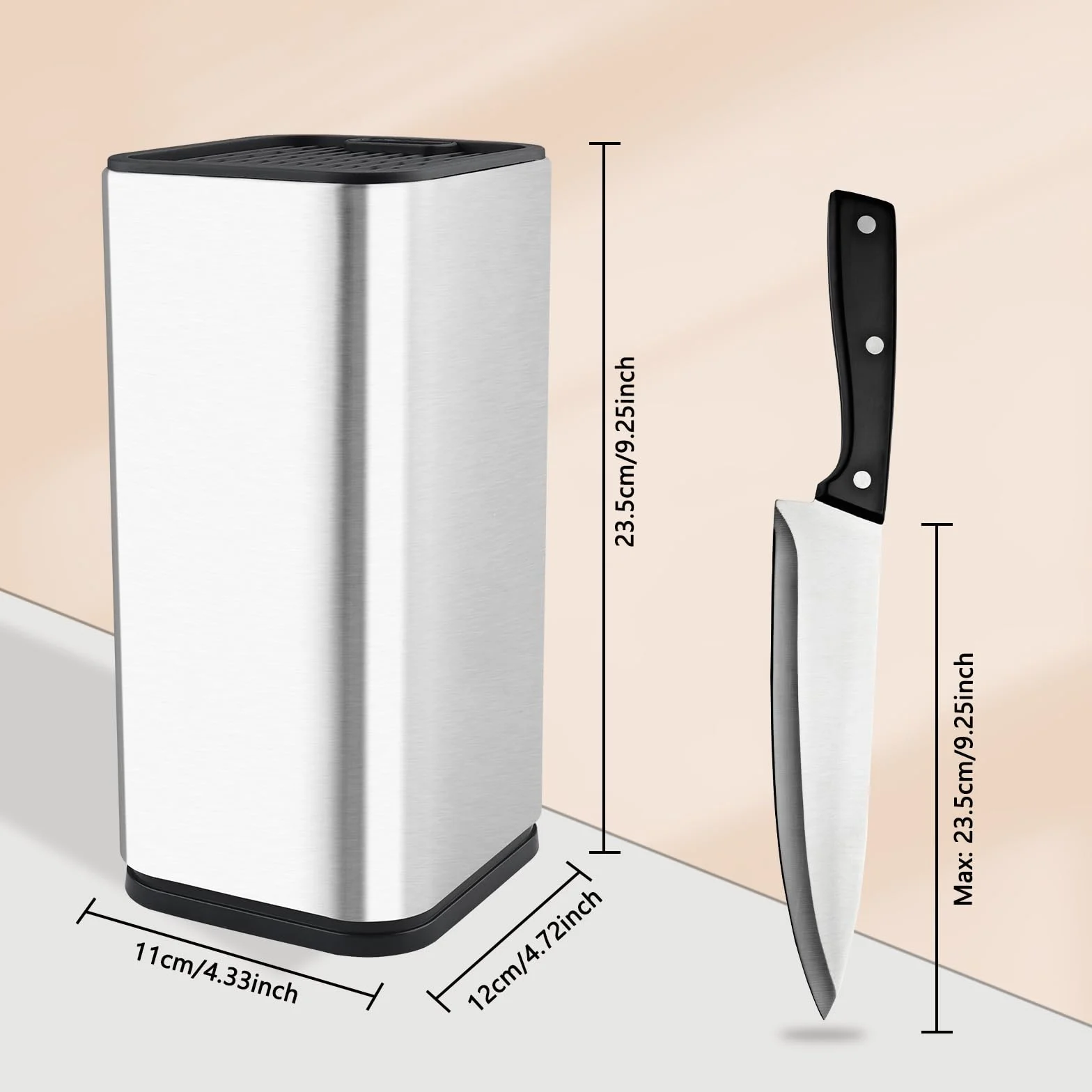 Soporte Cuchillos Cocina Acero Inoxidable para 8 Cuchillos con Ranura Tijeras