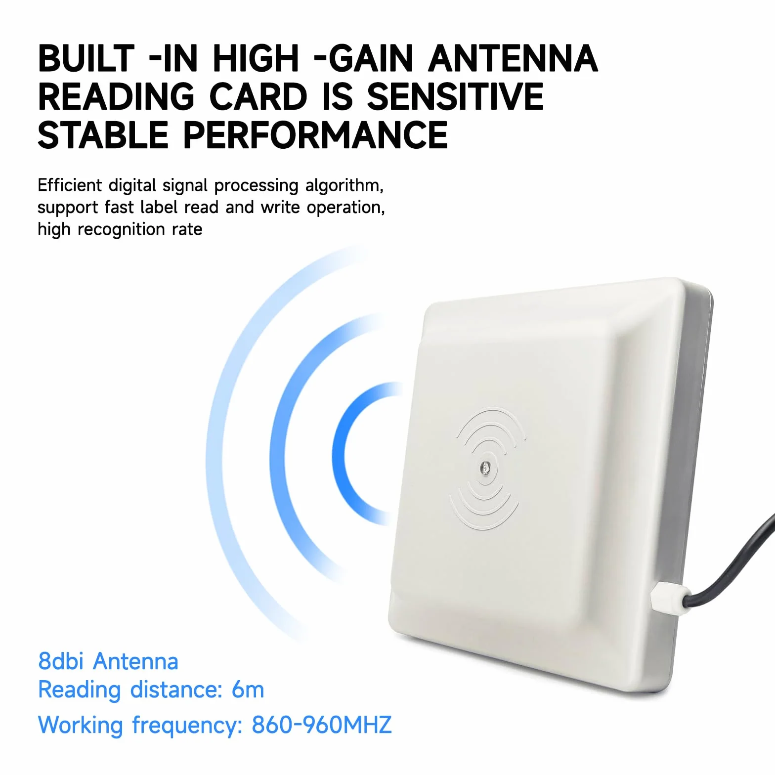 YANZEO SR681 - Lector RFID UHF de 6 m de largo alcance para exteriores, IP67 8dbi, antena USB RS485 Wiegand26/34 salida UHF lector integrado