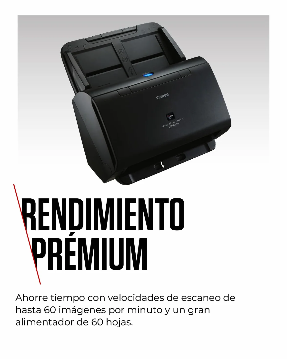 Canon imageFORMULA DR-C230 Escáner de Documentos | Escaneo a Doble Cara con USB en hogar y Oficina | Alimentador automático de 60 Hojas | hasta 30 pág por min | Incluye Software Canon CaptureOnTouch