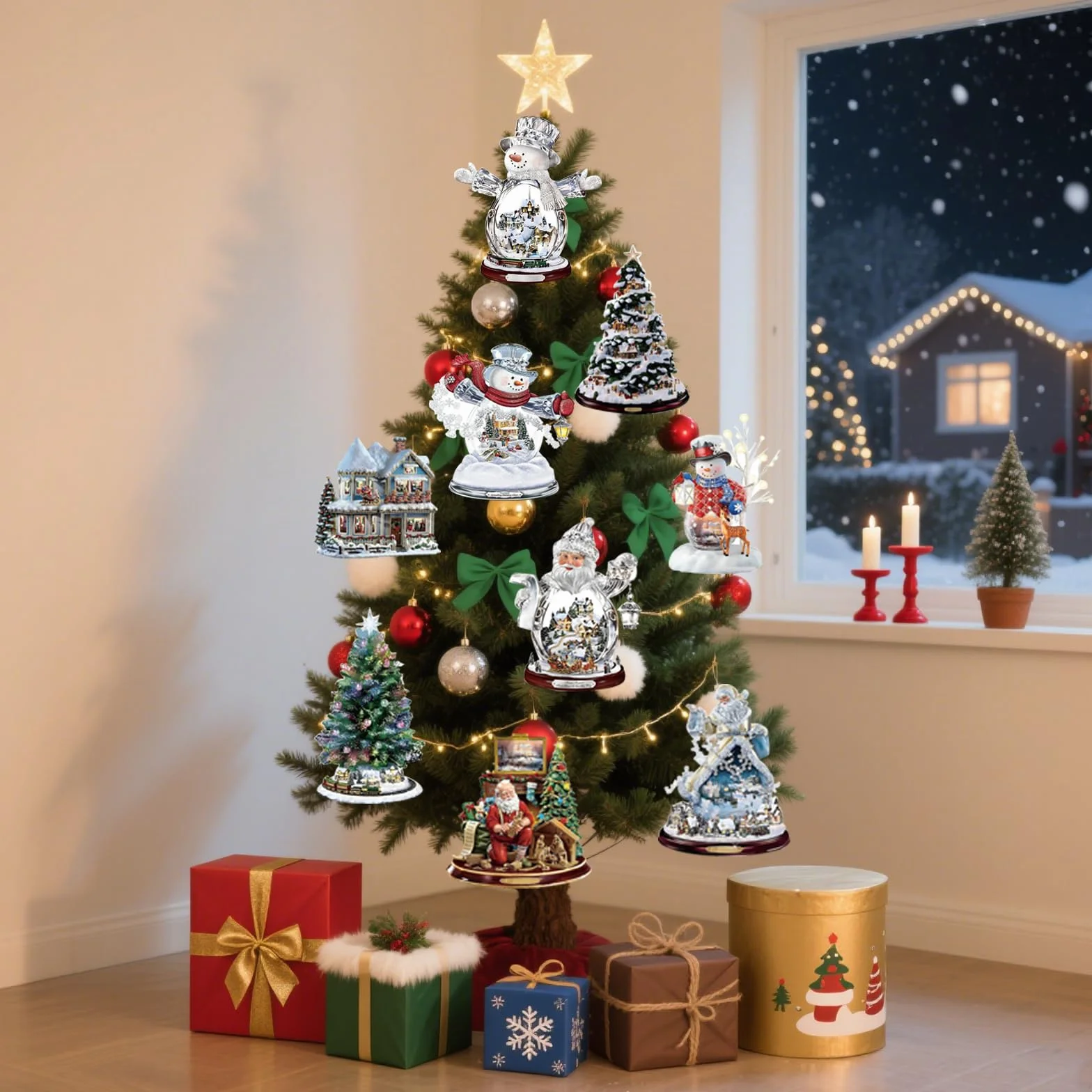 Adornos de Navidad 9 piezas Papá Noel muñeco de nieve reno colgantes para árbol