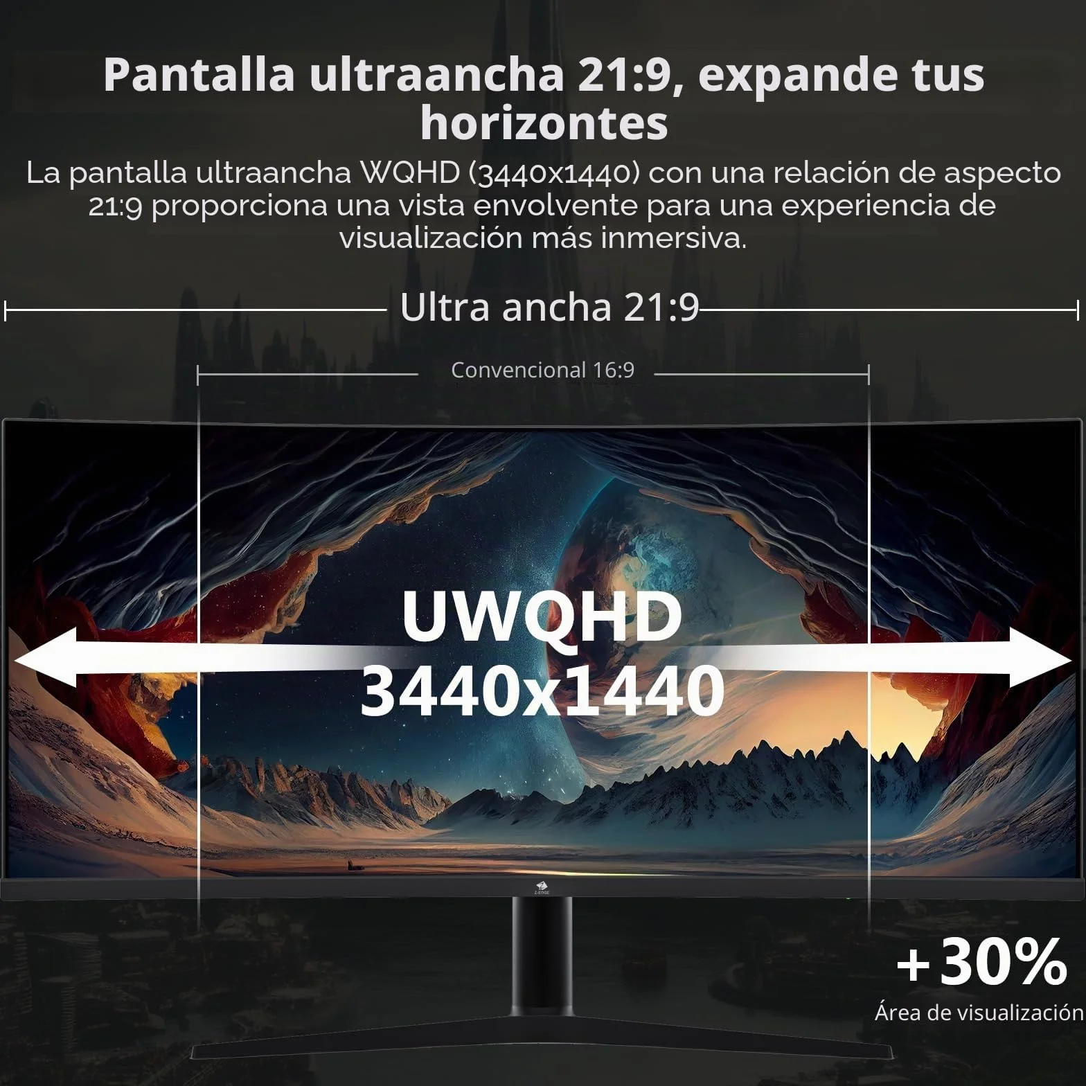 Z-Edge Monitor Gaming Curvo 34 Pulgadas, 165Hz, 3440x1440, 1ms MPRT, Altura & Inclinación Ajustables, Pantalla Ultra Ancho 21:9, FreeSync, 1500R VA, 2* HDMI2.0 &2* DP1.4, RGB, VESA 100 * 100mm