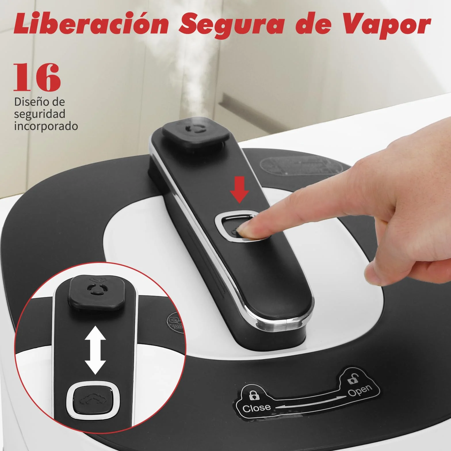 Aigostar Olla a Presión 5.5L 1000W, Antiadherente, 14 Funciones, Temporizador 24H, Blanco