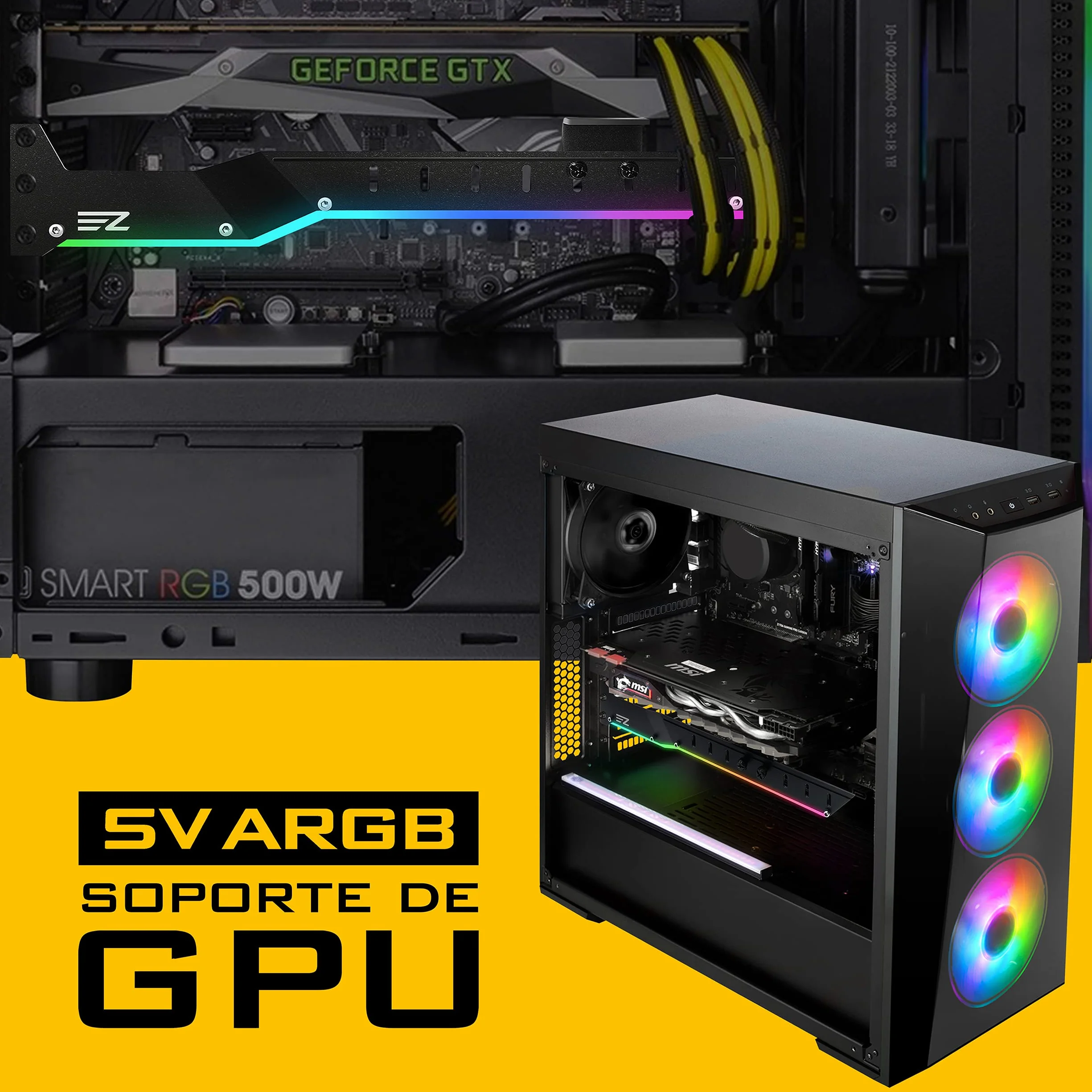 EZDIY-FAB soporte para GPU y tarjeta gráfica, soporte con 5 V y 3 pines ARGB LED, compatible con tarjetas de vídeo, como RX6700