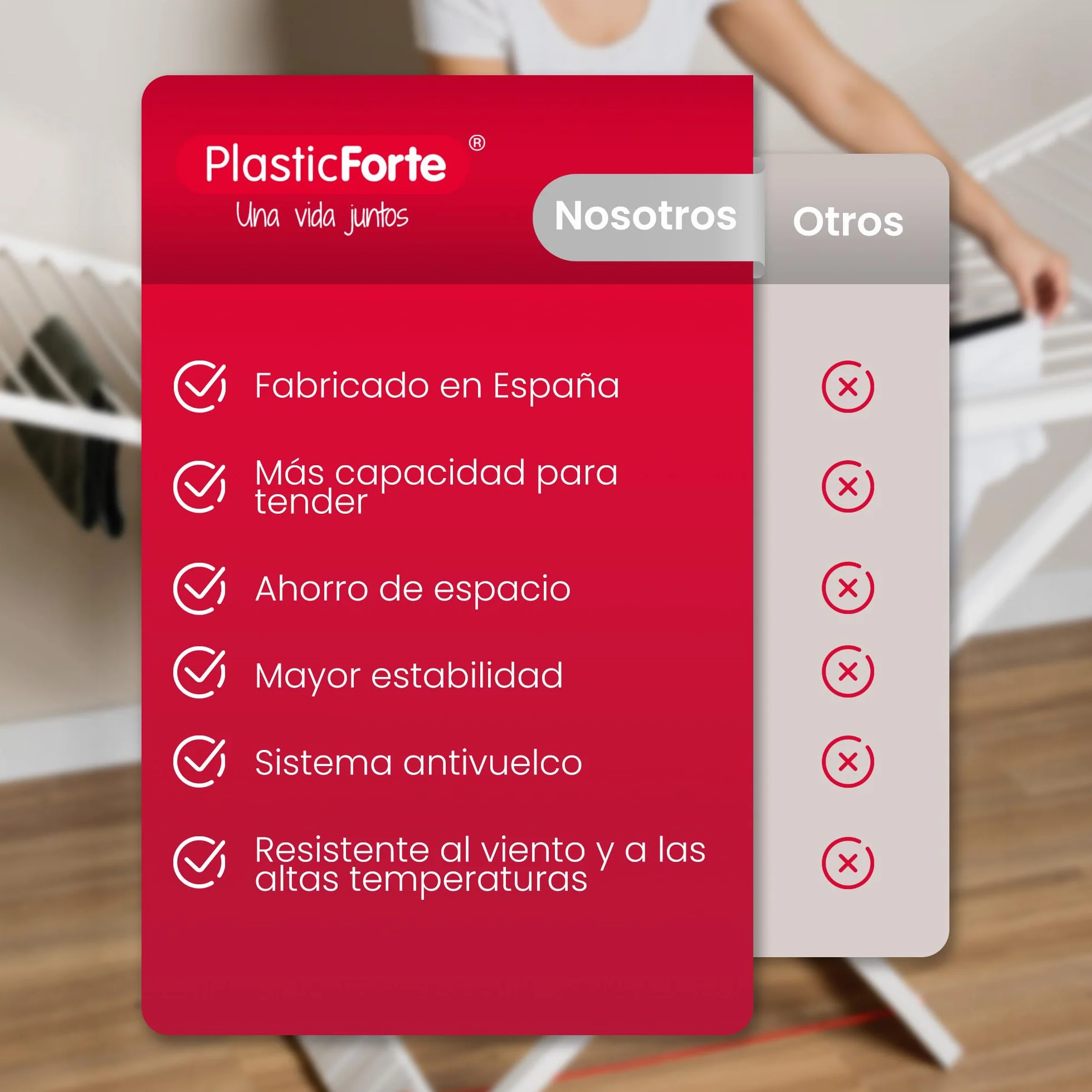 PlasticForte Tendedero Plegable Extendible 20 m para Balcón, Pinzas, Resistente Sol, Marrón
