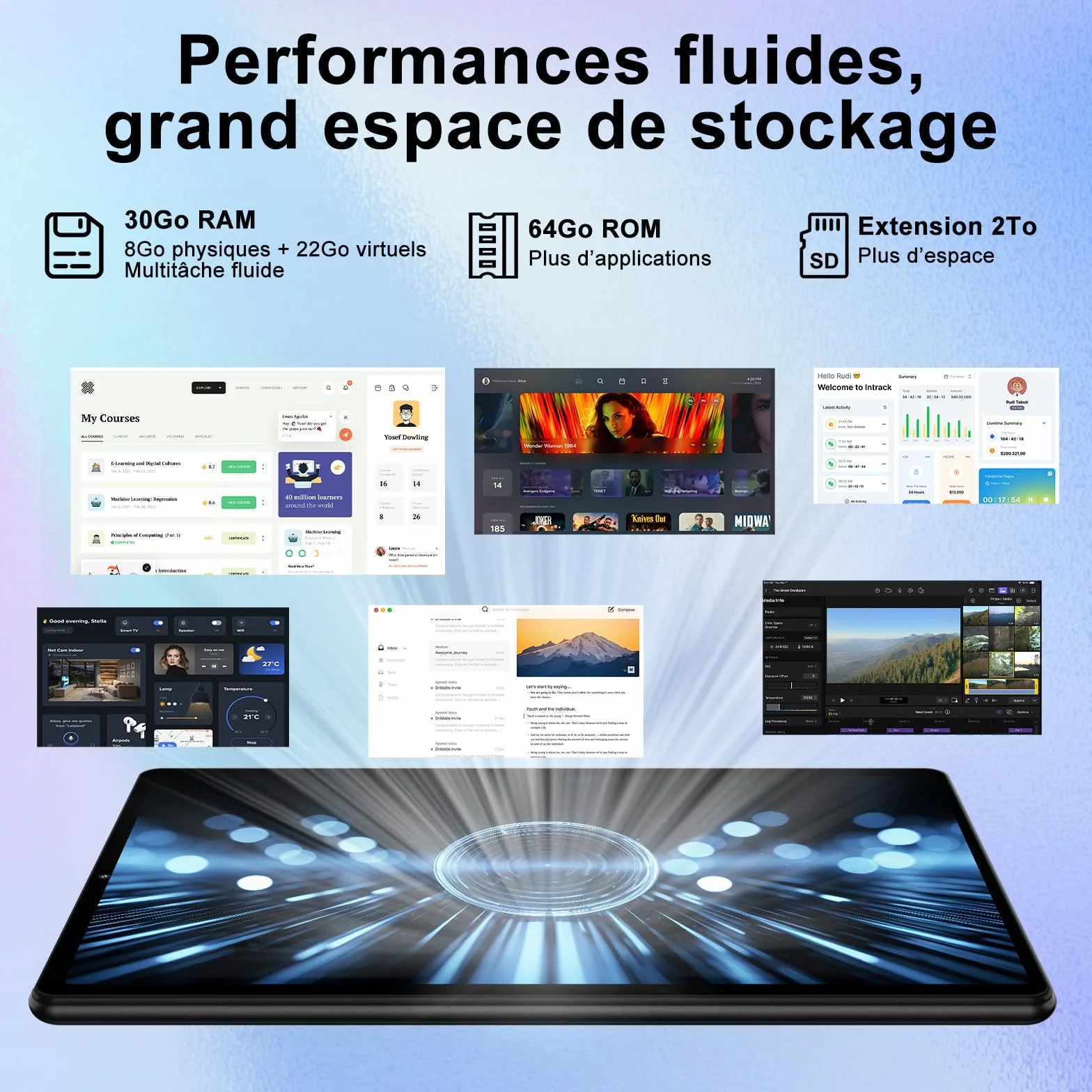 Tablet 10 Pulgadas Android 15 con Gemini AI, 30 GB RAM + Ampliable 2 TB ROM, Widevine L1, WiFi 5G, Batería 6000 mAh, con Teclado, Ratón y Funda para Estudio, Trabajo y Entretenimiento - Negro Grafito