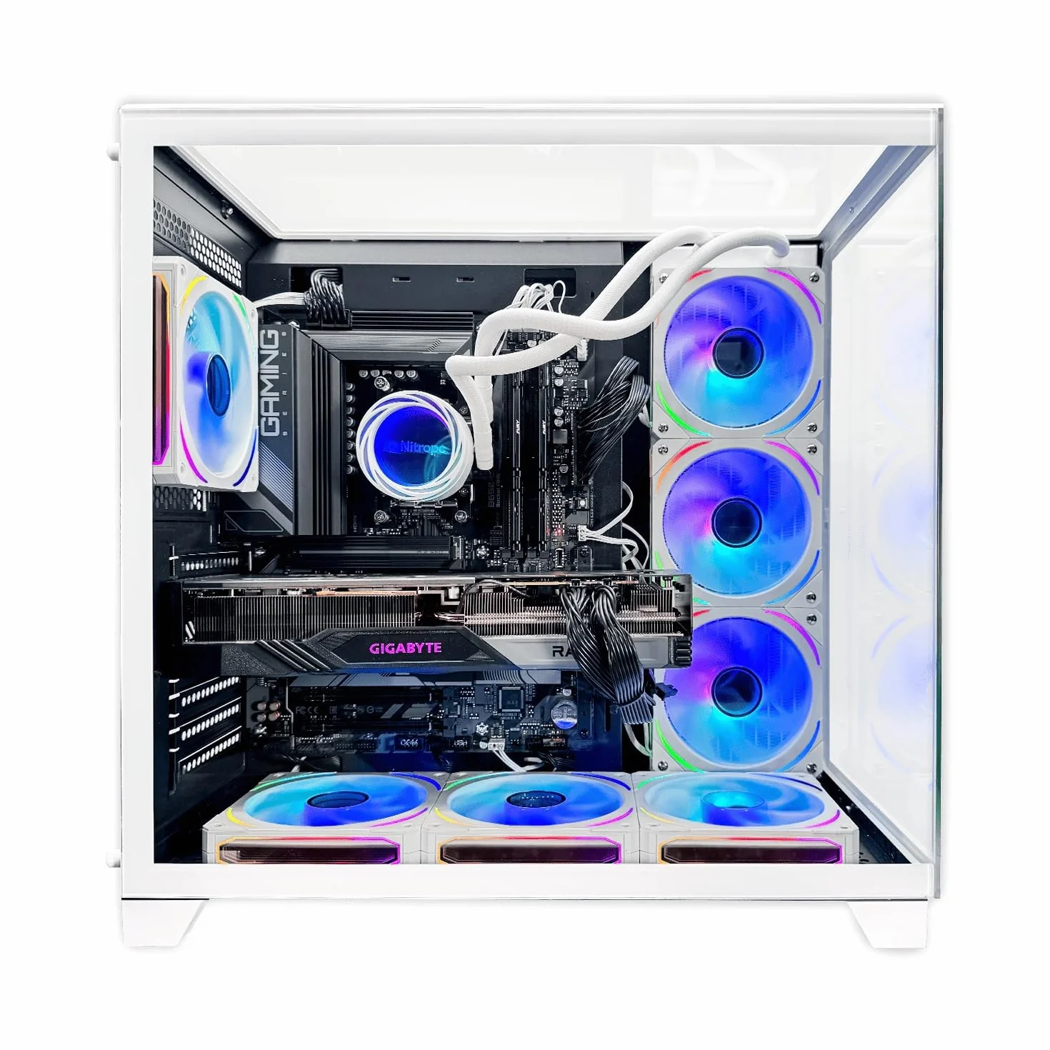 NitroPC - Pack Nitro Plus | PC Gaming Completo (Intel i9 12900K 16/24 5.2GHz, RTX 5070 12GB, RAM 32GB, M2 2TB, Windows 11, RGB | WiFi, Monitor Curvo 27", Teclado, ratón, Cascos) PC sobremesa (Blanco)