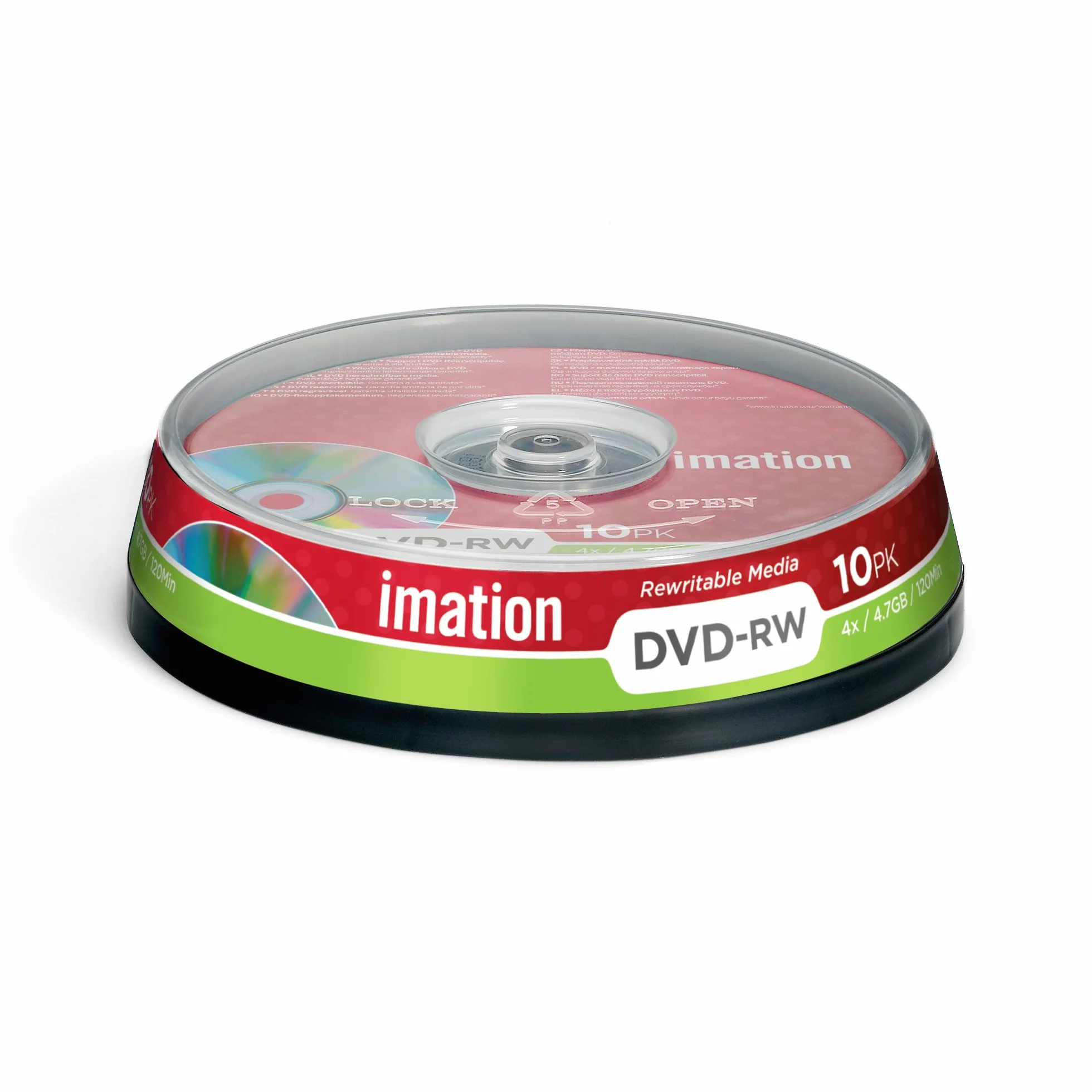 Imation I21062 - Pack de 10 DVD -RW, 4.7 GB, 4X
