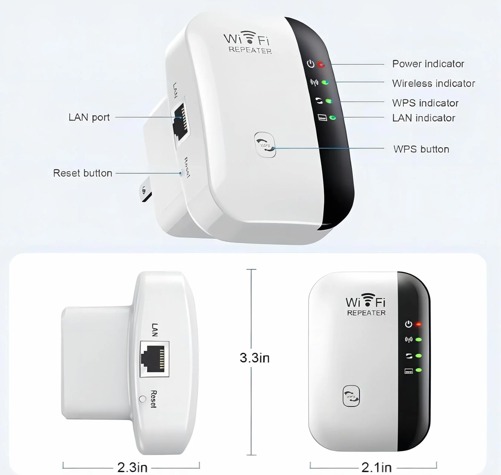 Extensor WiFi, amplificador de señal WiFi para el hogar de hasta 5000 pies cuadrados y 50 dispositivos, extensor de rango WiFi, repetidor inalámbrico, amplificador de largo alcance con puerto Ethernet