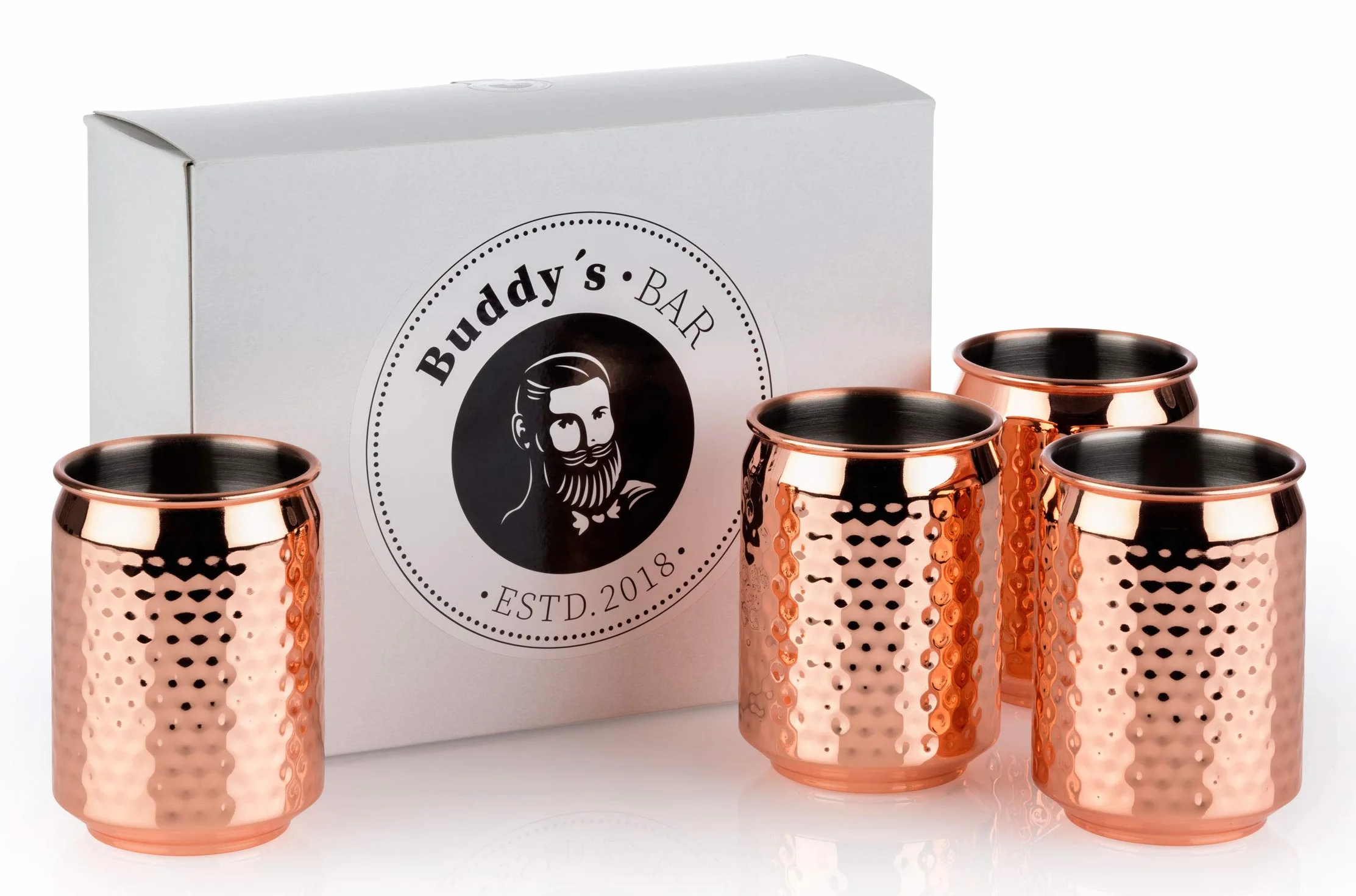 Juego de 4 Vasos de Cóctel de Acero Inoxidable Martillado 350 ml 7,5 cm x 10,5 cm