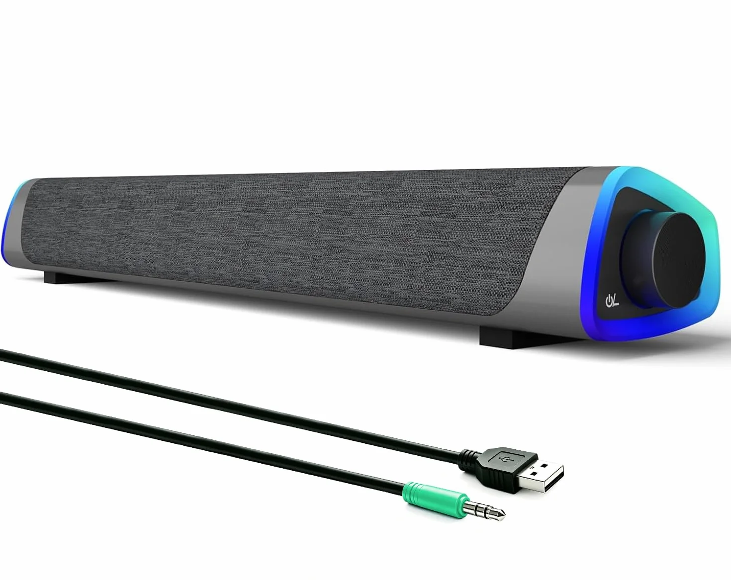 SOULION R30 Altavoces PC, Altavoces USB de Computadora, Luces LED Coloridas con botón de Interruptor, Altavoz de Barra de Sonido para computadora portátil de Escritorio