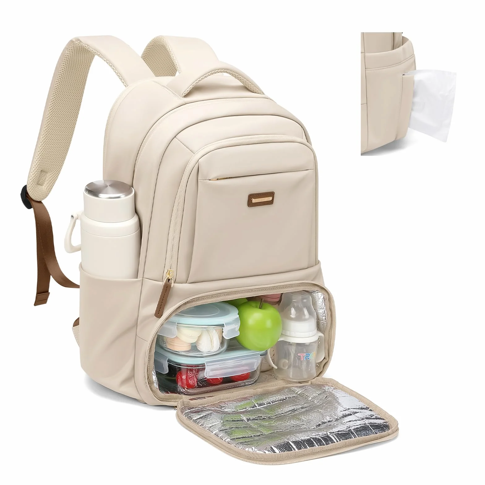 GOLF SUPAGS Mochila de Almuerzo Portatil, Mochilas Ordenador Portatil 16 Pulgadas, Mochilas Térmica con Compartimento para Almuerzo, para Escuela, Oficina, Picnic y Viaje (Albaricoque)