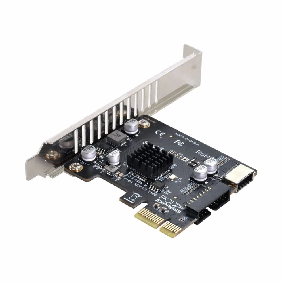 cablecc Enchufe de panel frontal USB 3.1 tipo E de 5 Gbps y adaptador USB 2.0 a PCI-E 1X Express Card VL805 para placa base