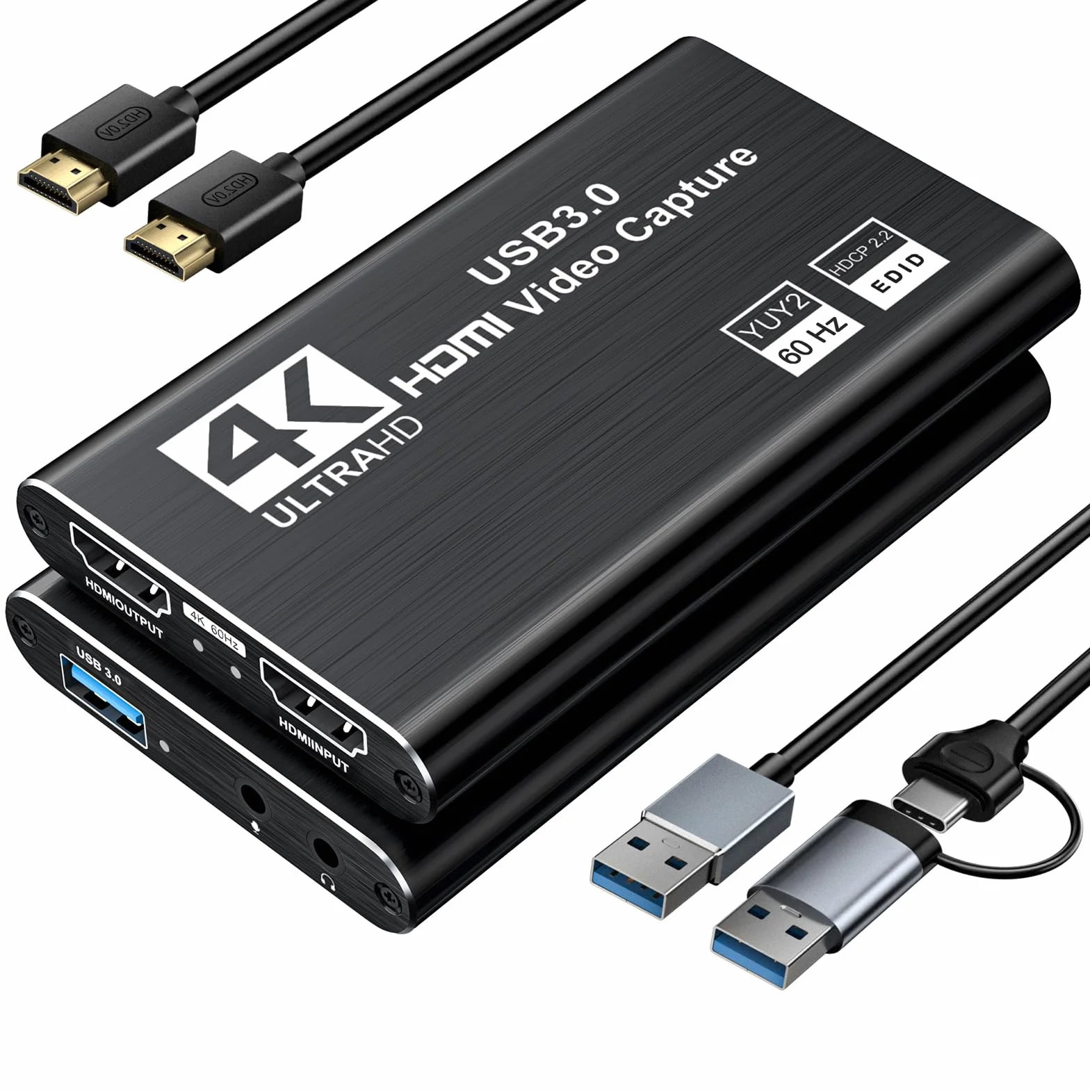 XIIXMASK Tarjeta de Captura de Video, Tarjeta de Captura USB 3.0 con Bucle HDMI, Captura de Videojuegos 1080P 60FPS Compatible con PS5/Cámara/PC