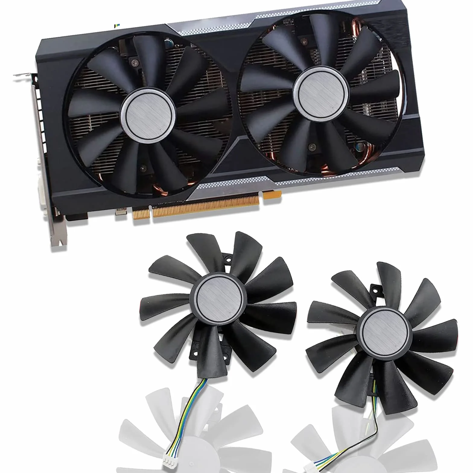 GAA8B2U/GAA8S2U 4Pin GPU Ventilador VGA Cooler Fans para Sapphire R9 380 380X 2g/4G D5 Tarjeta Gráfica Ventilador de Repuesto (Negro-A Juego de dos)