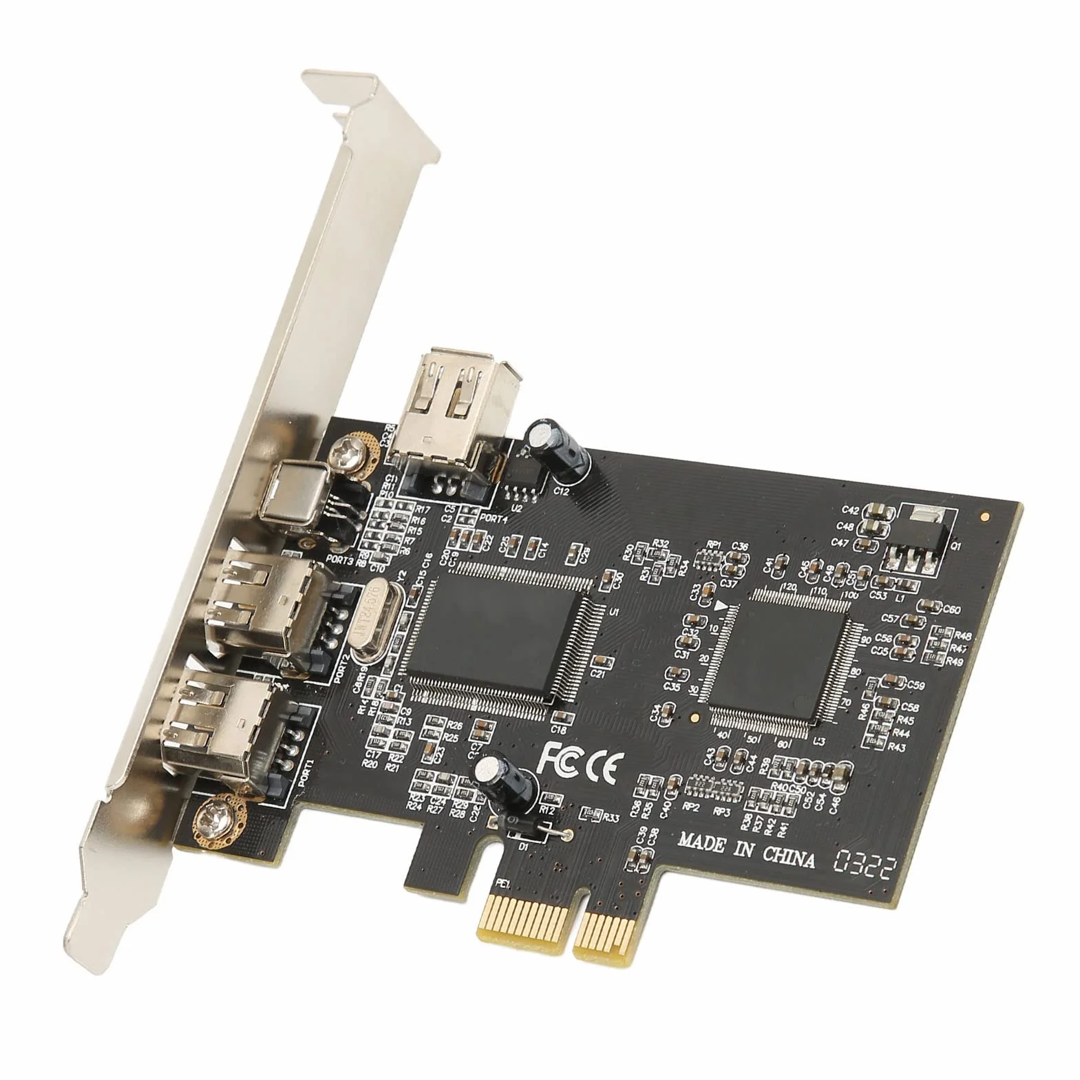 Tarjeta PCIE FireWire, PCI Ex1 a Controlador de Adaptador Externo IEEE 1394 4 Puertos (2 X 6 Pines + 1 X 4 Pines) con Soporte de Perfil bajo para 2000, XP, para Server 2003, Vista 7