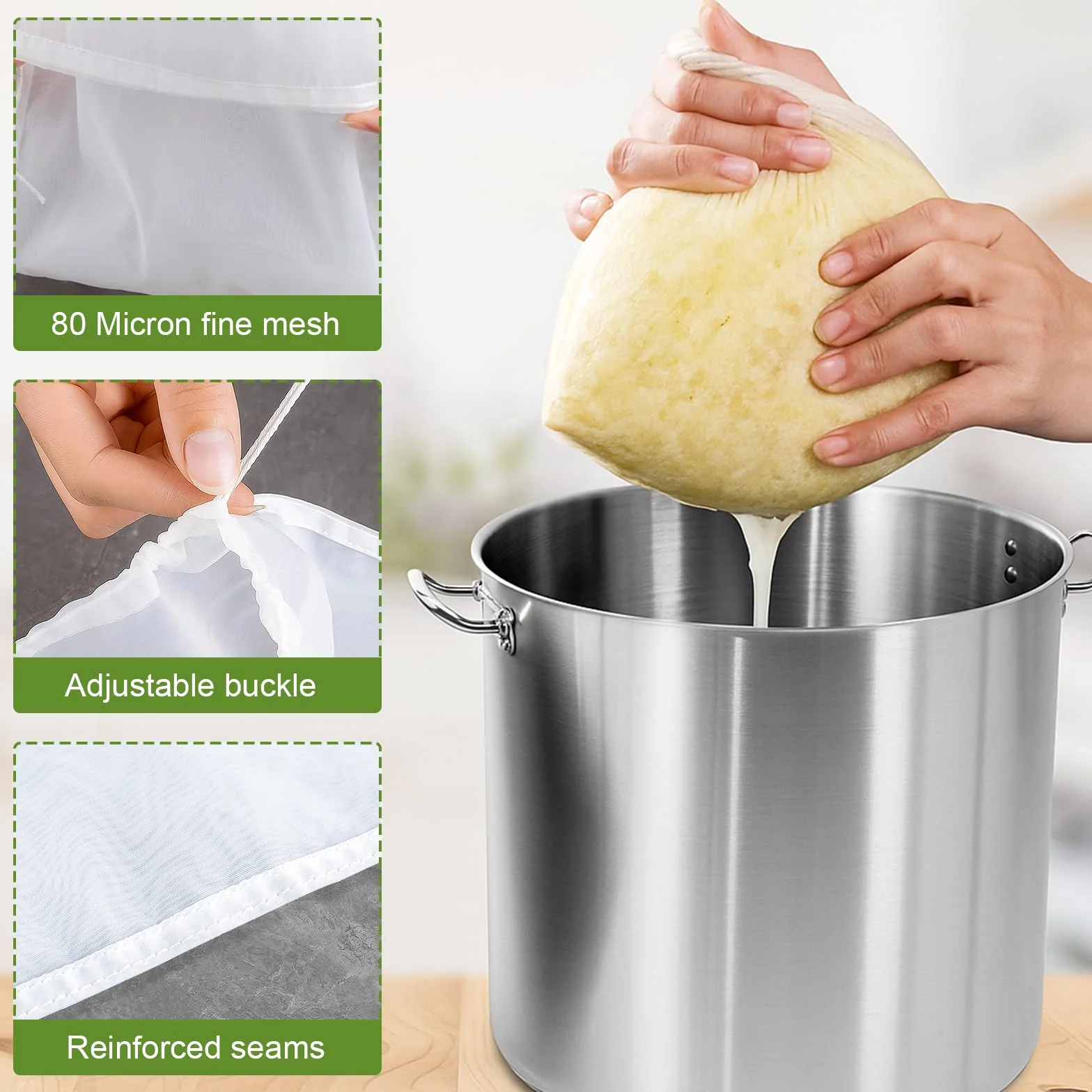 Bolsas de Filtro de Malla Fina 80 Mallas para Leche, Cerveza, Vino, Fruta, Verdura, Mermelada