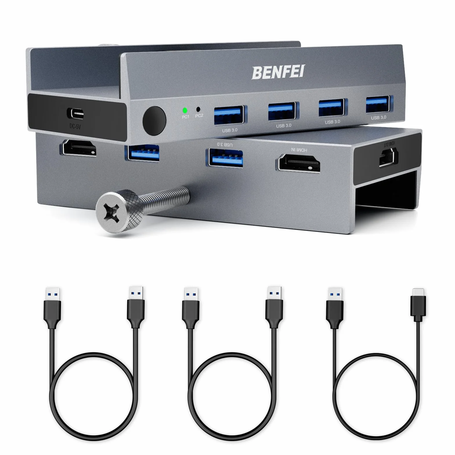 BENFEI USB 3.0 HDMI KVM Switch(8K@60Hz) con 4 puertos USB 3.0 para 2 ordenadores Sharging Monitor Teclado Ratón