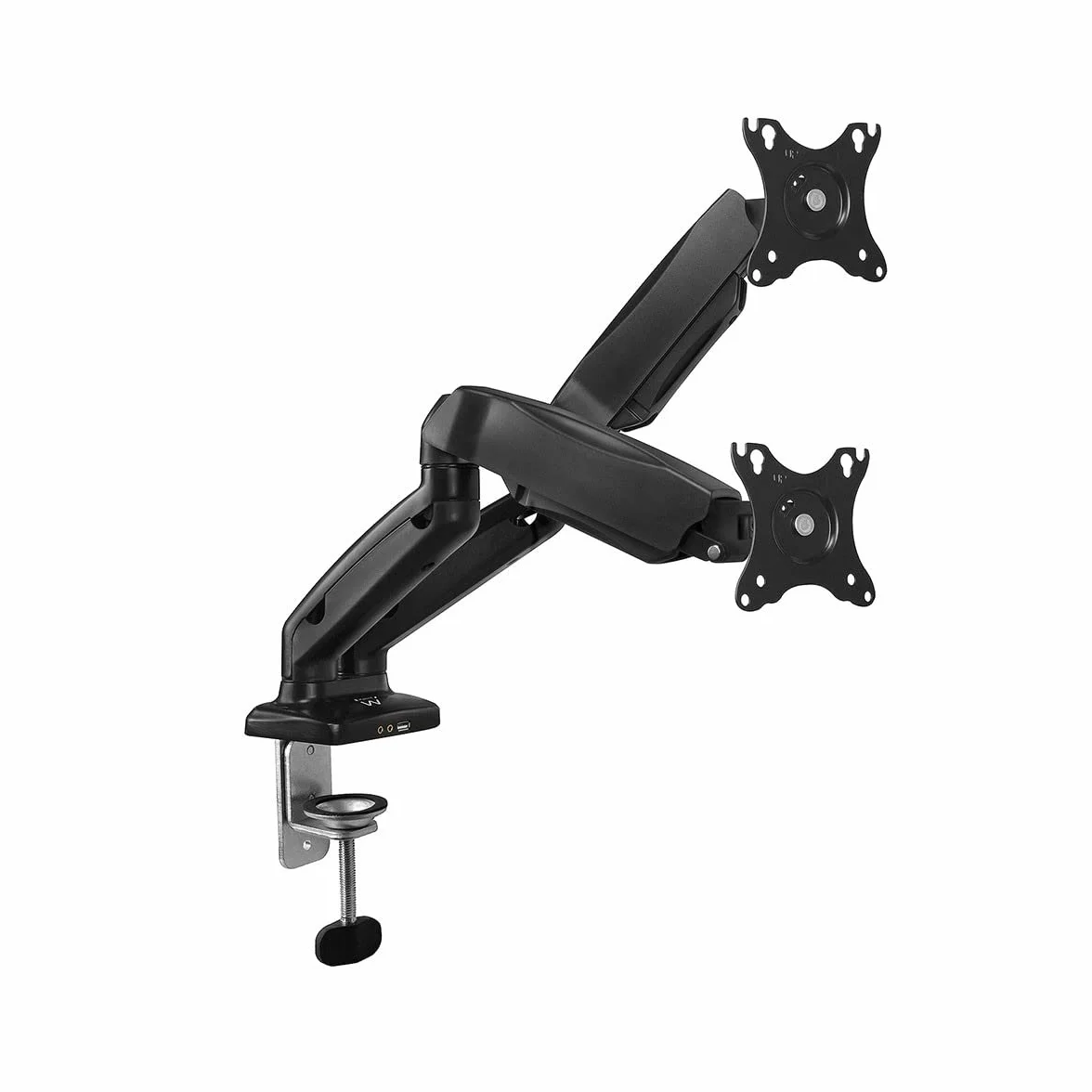 Ewent Soporte de Escritorio con Resorte de Gas para 2 monitores de hasta 27 Pulgadas con estándar de Montaje VESA, Negro