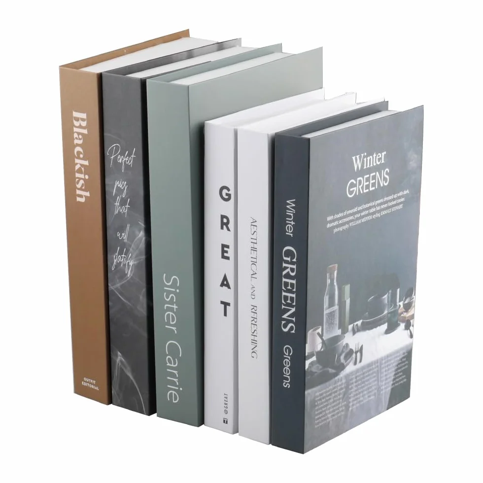 YunBey Set 6 Libros Falsos Decorativos Estilo Nórdico Minimalista para Mesa de Café Estantería