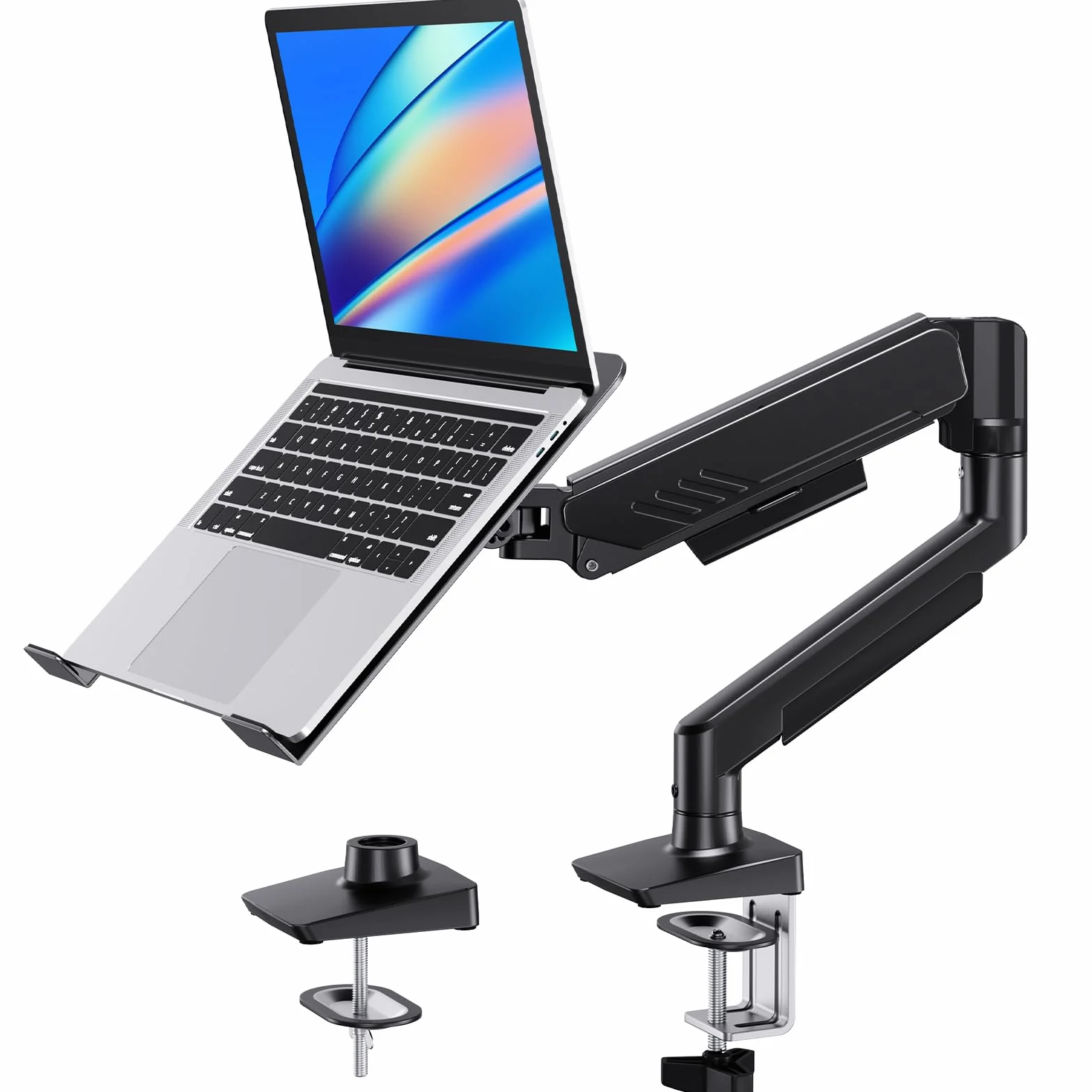 HUANUO Brazo de monitor ajustable para pantallas de 13 a 34 pulgadas, soporte de escritorio para portátil de hasta 17 pulgadas, soporta 5-20 libras, VESA 75 x 75 100 x 100, 2 opciones de montaje
