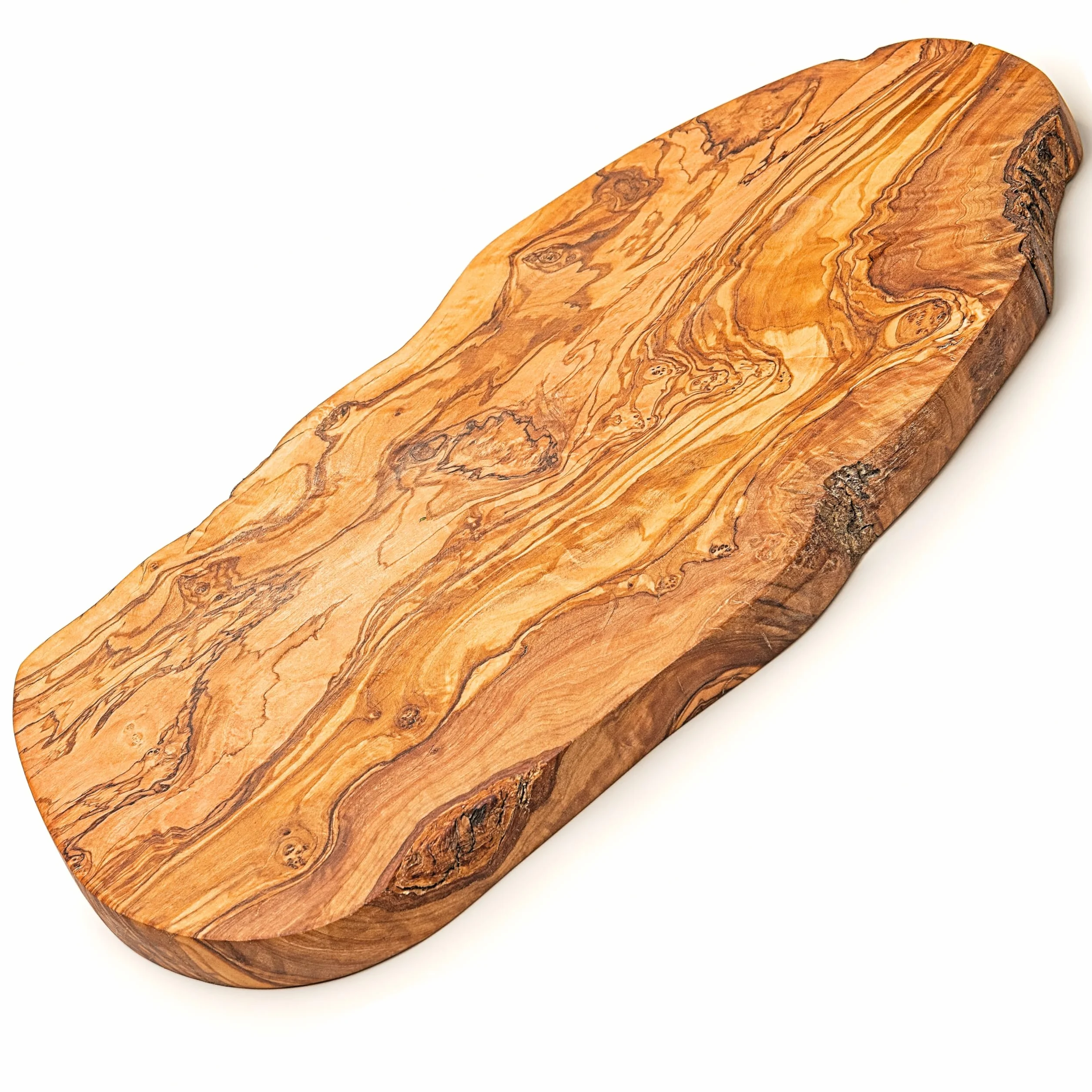 Tabla de Madera de Olivo Natural para Cortar y Servir 39 x 18 cm Reversible Artesanal