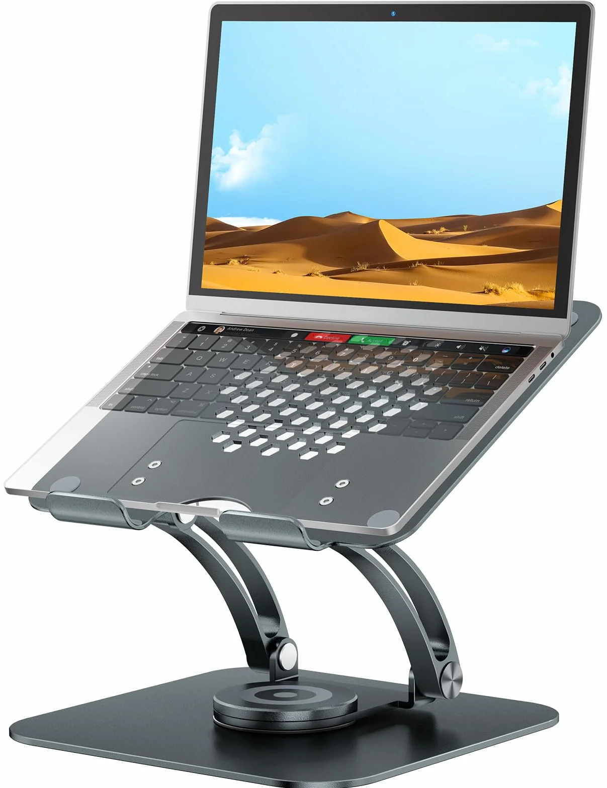 tounee Soporte para Portatil con Base giratoria de 360°, Altura Regulable, Soporte de Escritorio para de hasta 22 Libras, Compatible con Todos los portátiles, Gris