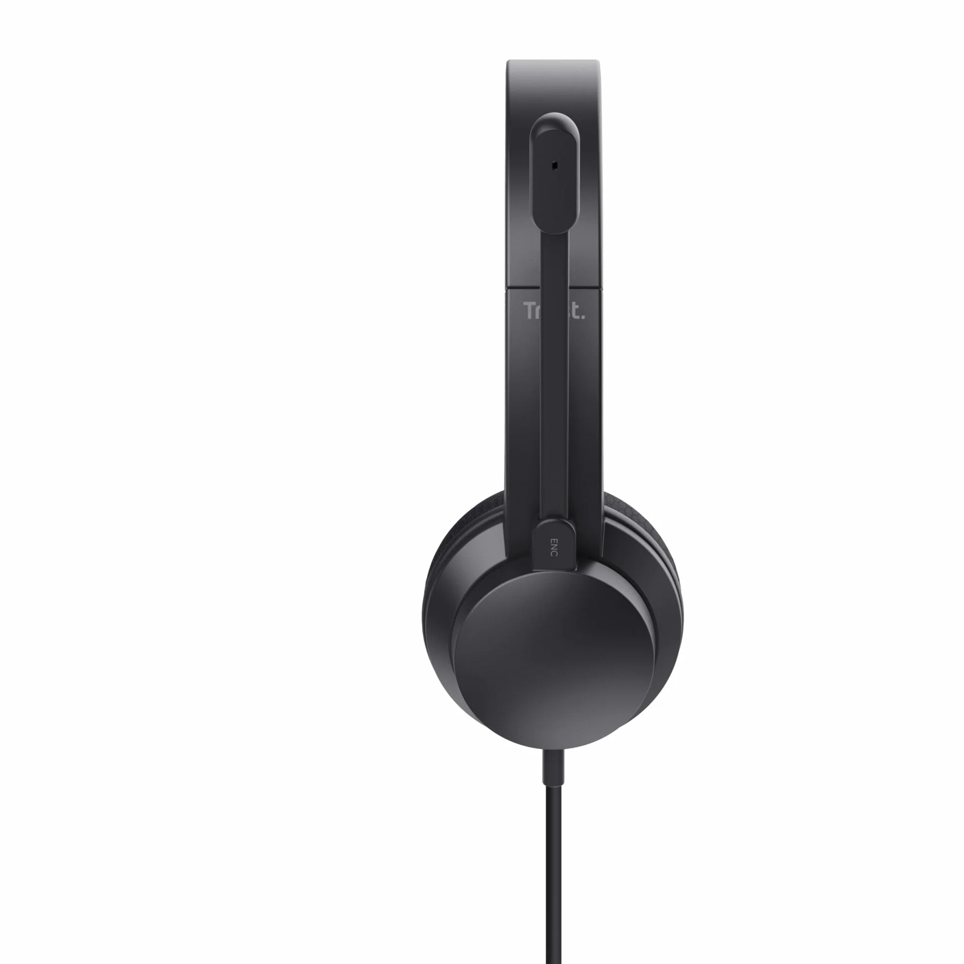 Trust Ayda USB Auriculares con Micrófono PC ENC con Cancelación de Ruido, 65% Plástico Reciclado, Cable 1,8 m, Control de Volumen Supraaural, Cascos On Ear USB-C Ordenador, Portátil, Teams, Negro