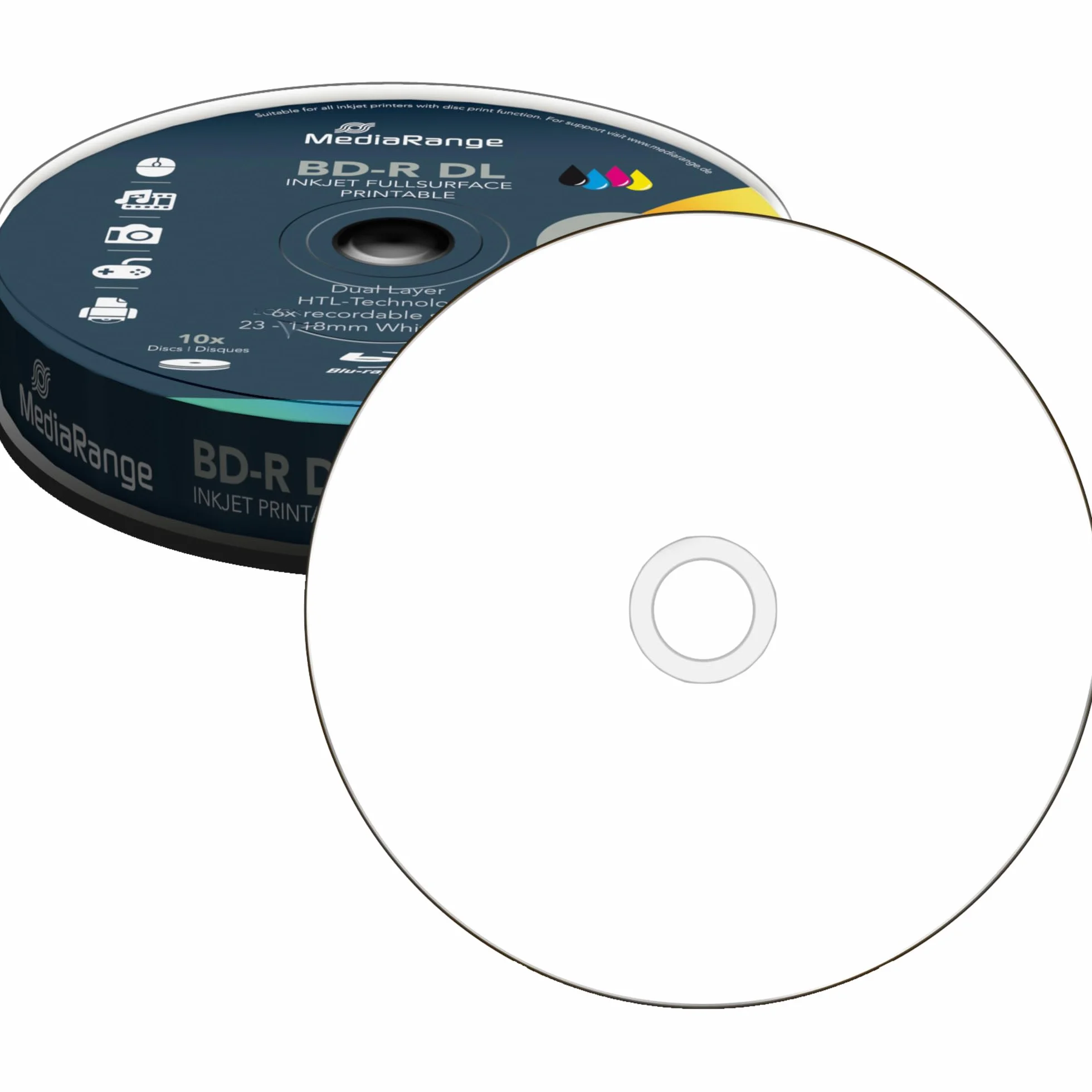 MediaRange MR509 - Discos de Blu-ray vírgenes (10 unidades), blanco