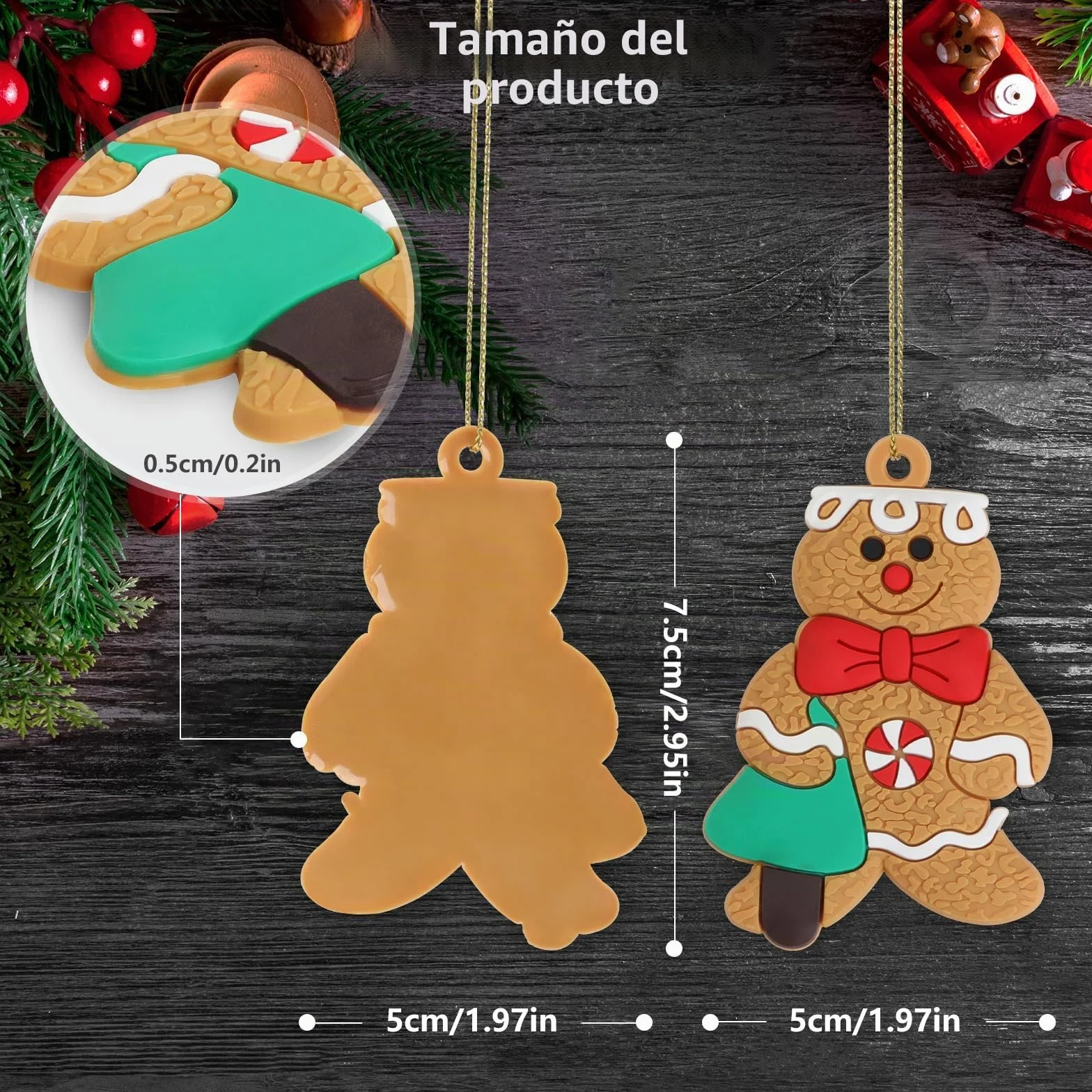 Adornos Árbol Navidad Hombre Jengibre 12 Piezas Decoración Navideñas 2025 2026