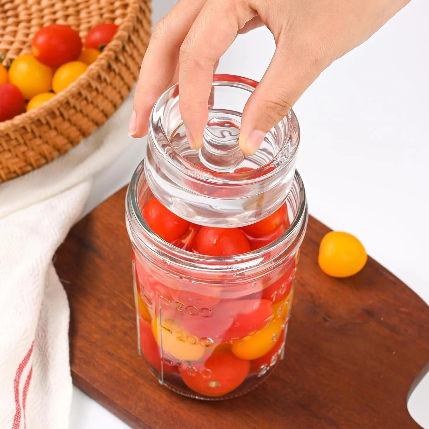 Pesos de Fermentación de Vidrio Ø 7 cm, 4 Piezas para Chucrut Kimchi Kéfir Encurtidos