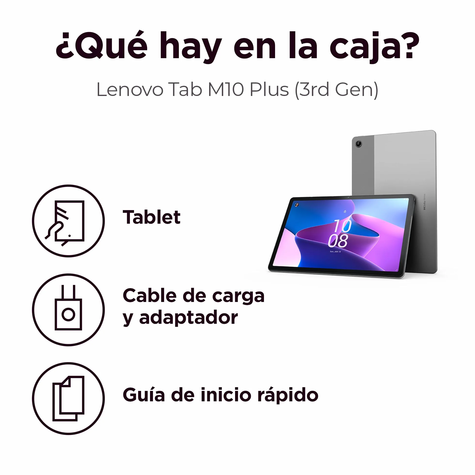 Lenovo Tab M10 Plus (3rd Gen) - Tablet de 10.61" 2K (MediaTek Helio G80, 4GB de RAM, 64GB ampliables hasta 1 TB, 4 Altavoces, WiFi + Bluetooth, Android 12) - Gris Oscuro