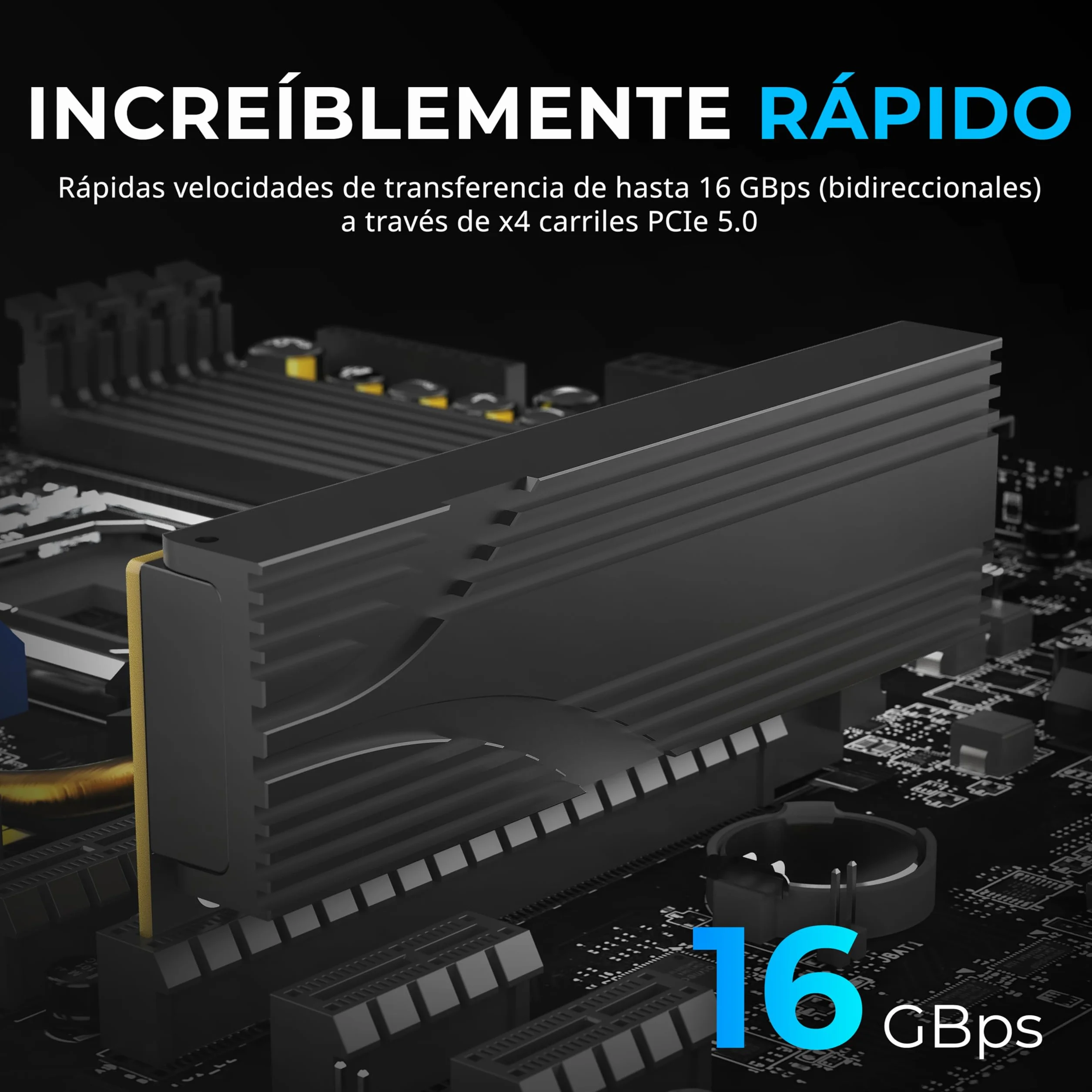 SABRENT Adaptador M.2 NVMe SSD a PCIe X16 Sin Herramientas | Con Disipador de Calor de Aluminio, Adaptador PCIe para SSD Gen5 PCIe 5.0, Compatible con Generaciones Anteriores (EC-TFPE)