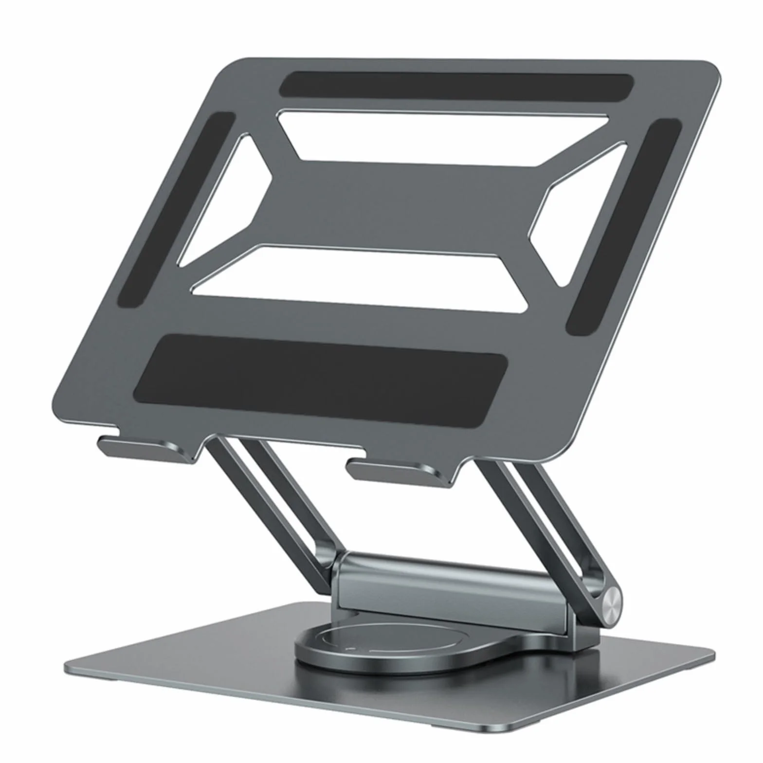 Soporte para Portátil Ajustable Elevador con Hub Integrado en Aluminio con USB y Tipo C Enfriamiento Mejorado Escritorio Ordenado Adecuado para Oficina Estudio Aprendizaje, Gris Plomo
