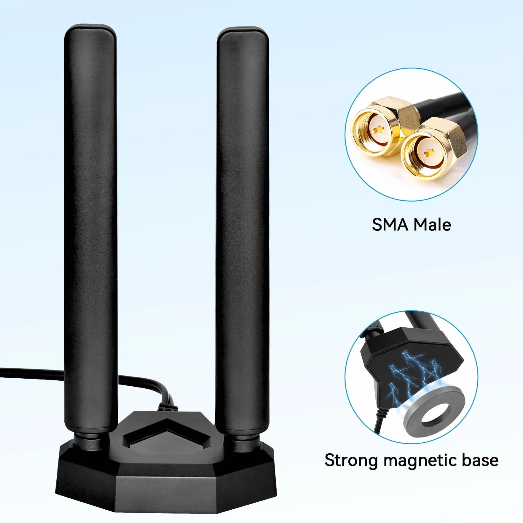 4G LTE/5G Sub-6 Antena SMA TS9 Conector Broadband 8dbi 600-3980MHz Antena con base magnética Cable de 2 m para routers industriales móviles inalámbricos Netgear Huawei ZTE Celular