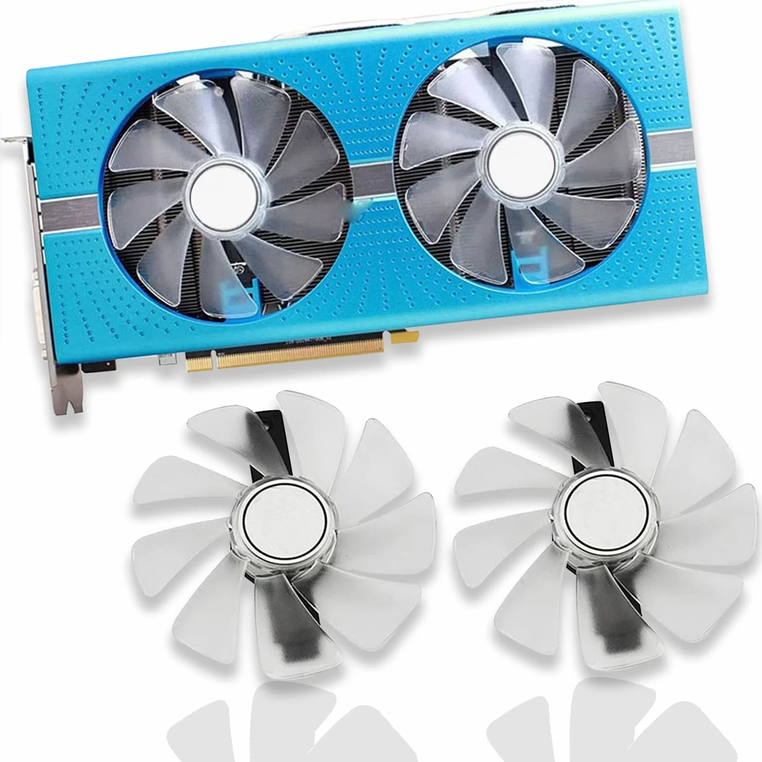 95MM Ninguno Cable CF1015H12D/FDC10U12S9-C Tarjeta Gráfica Enfría Ventilador para Sapphire NITRO RX 580 RX 570 RX 480 VGA Video Card Cooling (Blanco 2 PCS)