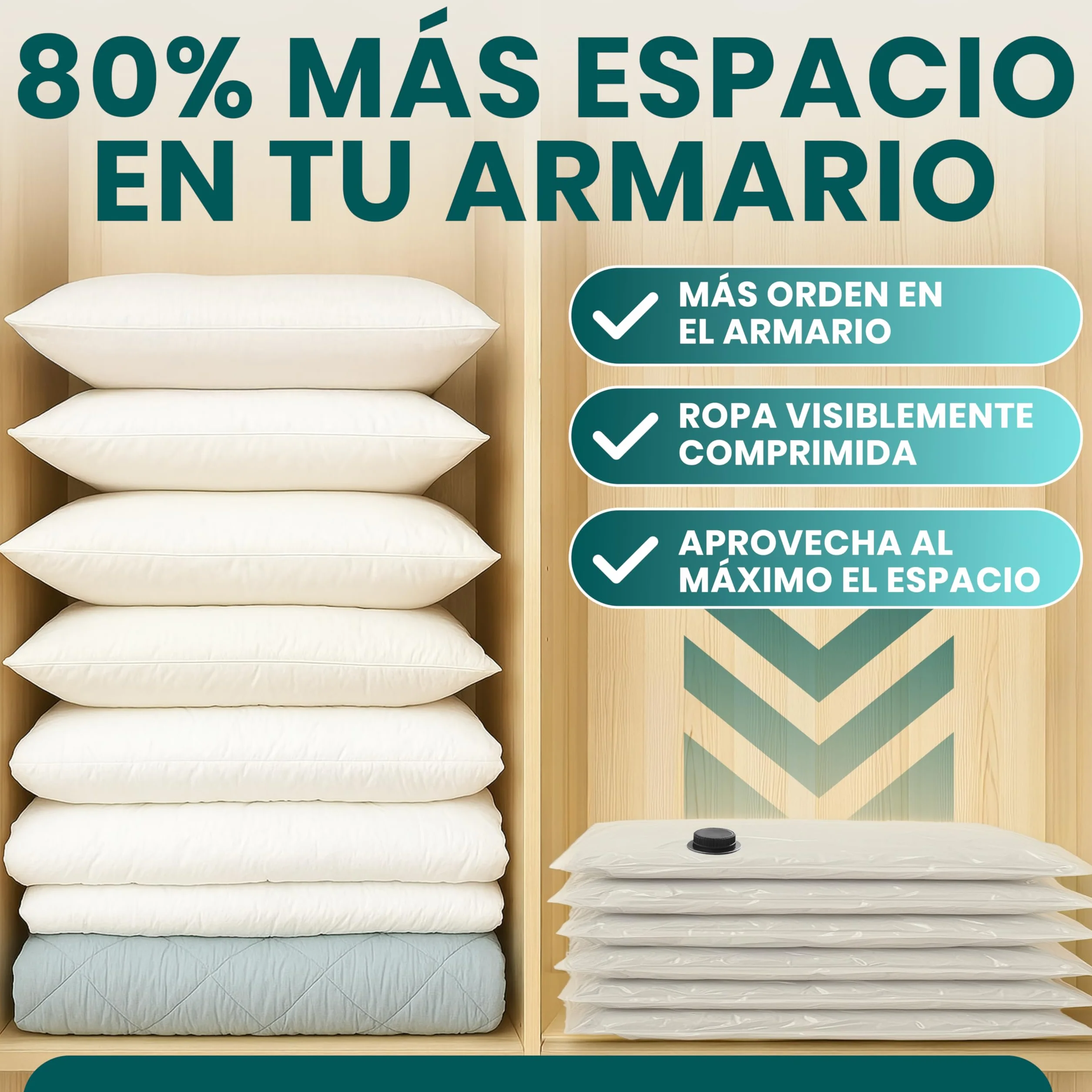 Bolsas al Vacío Extra Grandes myHodo 6 Piezas Jumbo 80x120cm Reutilizables para Edredones y Textiles