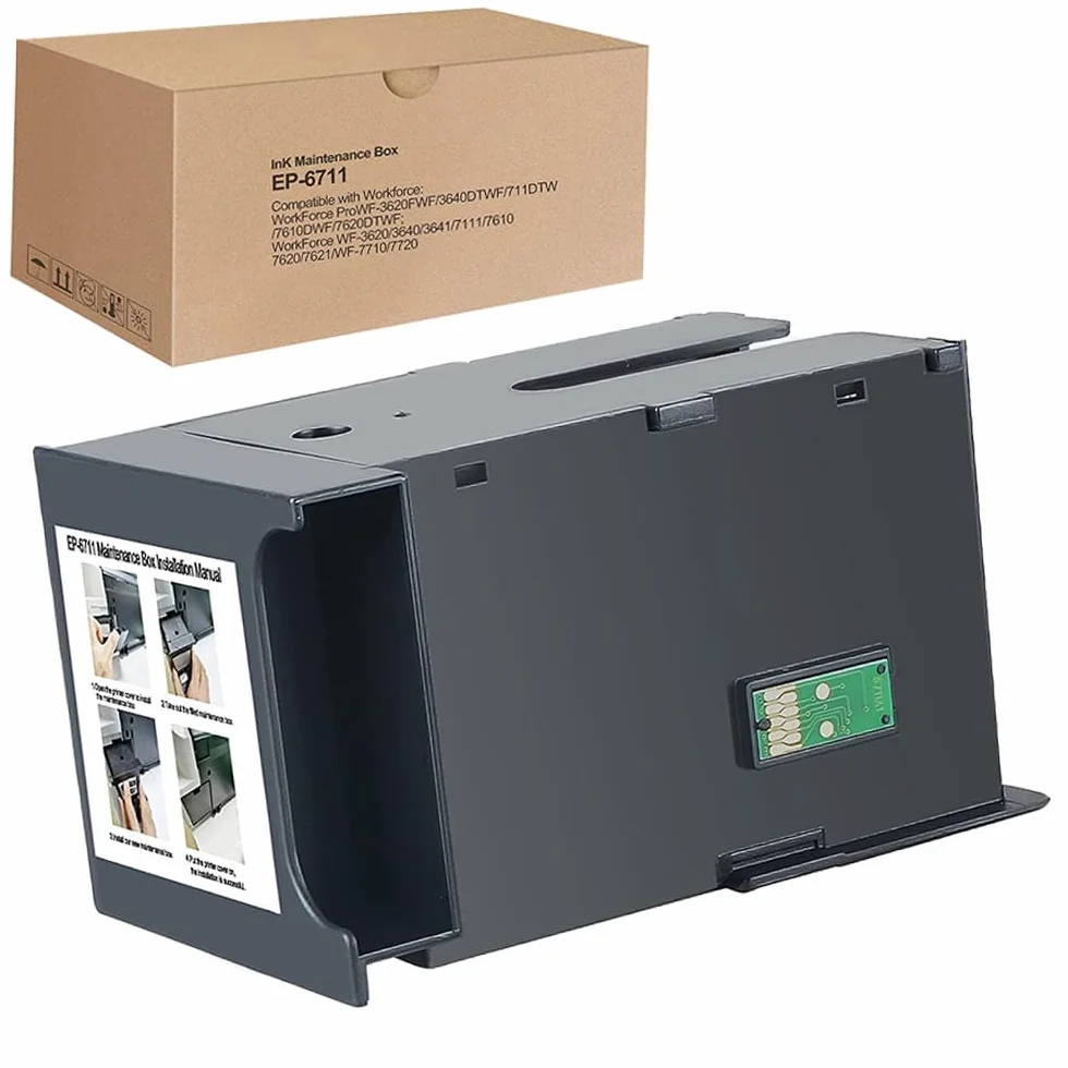 T6711 Caja de mantenimiento de tinta compatible con Epn T6711,caja de mantenimiento de tinta remanufacturada para ET-16500, WF3520, WF3540, WF3620, WF3640, WF7715, WF7510, WF7610, WF7620 Impresoras