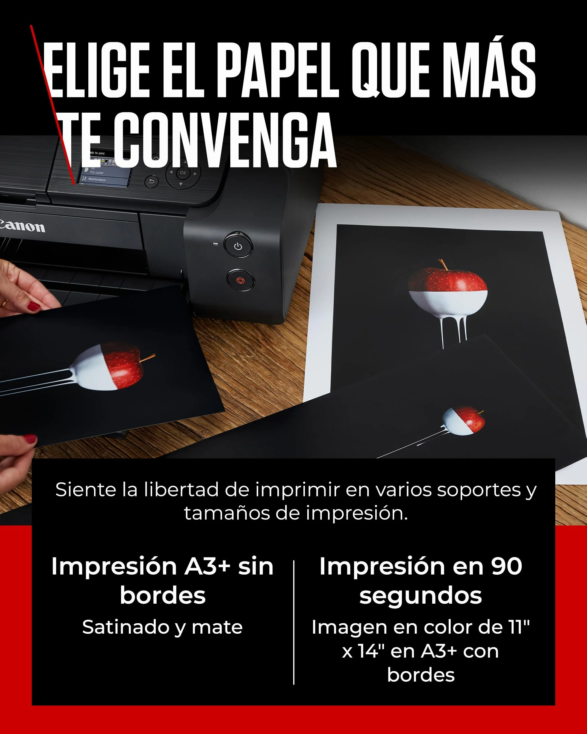 Canon Pixma PRO-200 Impresora Fotográfica Profesional, Sistema de Inyección de Tinta, A3+, WiFi, 8 Cartuchos de Tinta, Impresión Sin Bordes, Impresión de Alta Velocidad, Negro