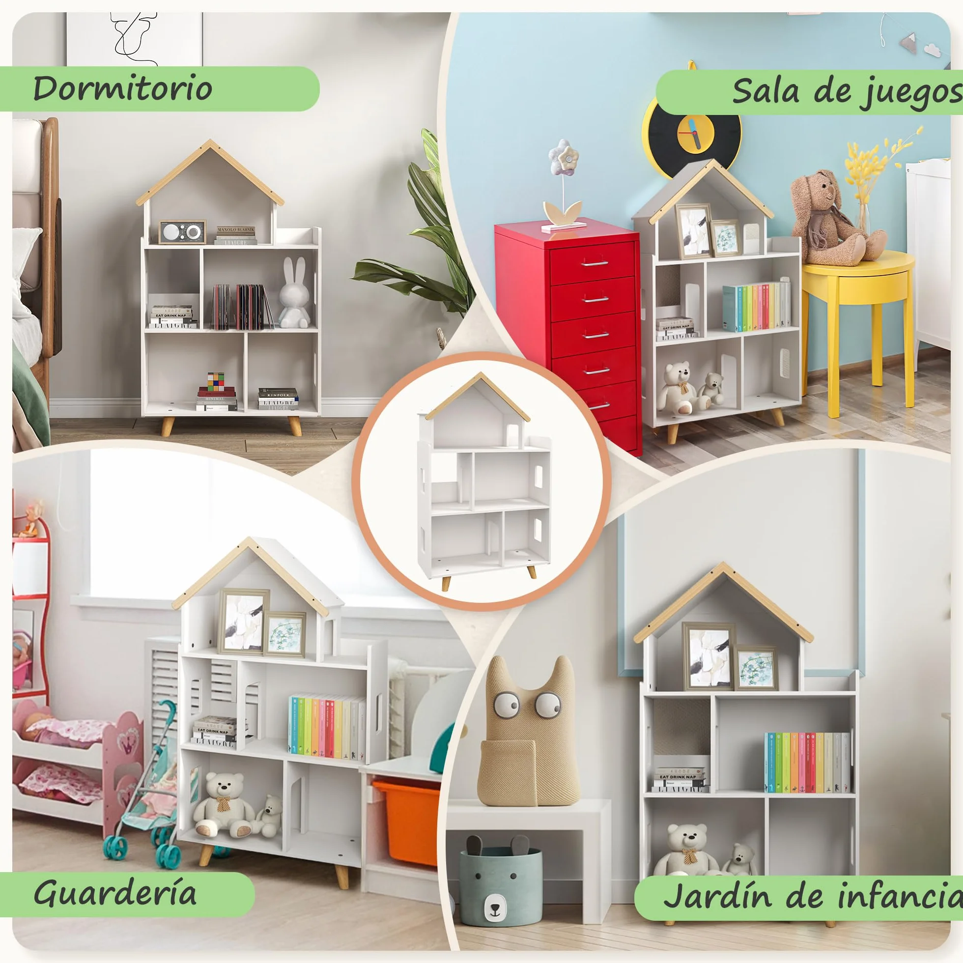 ZONEKIZ Estantería para Juguetes 3 Niveles 50 kg 65x25x108,5 cm Blanco