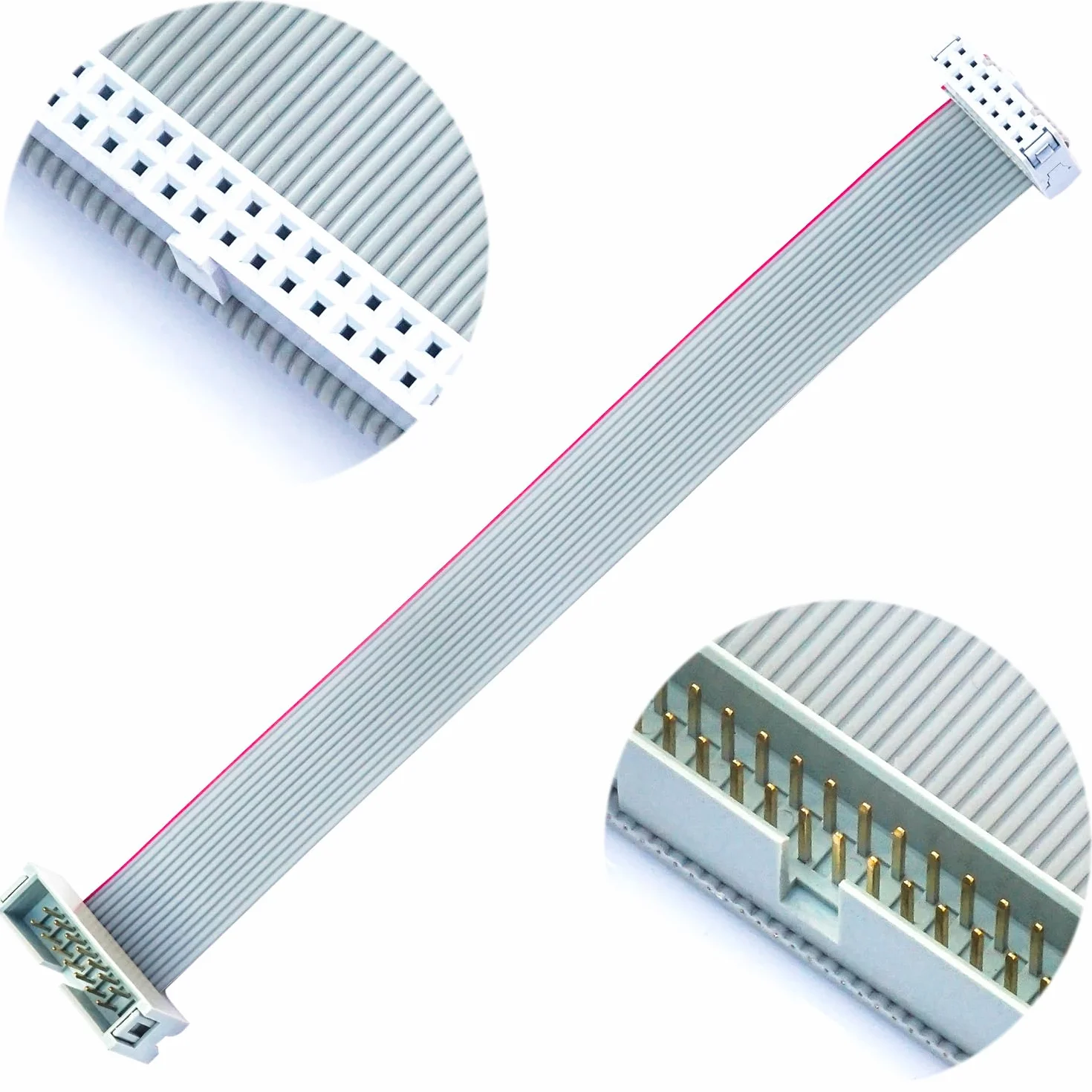 Cable plano IDC de 2,54 mm macho a hembra, conector de cable plano 14P FC 14 pines 50 cm de longitud, 2 unidades (TC-50cm-MF14P-2)