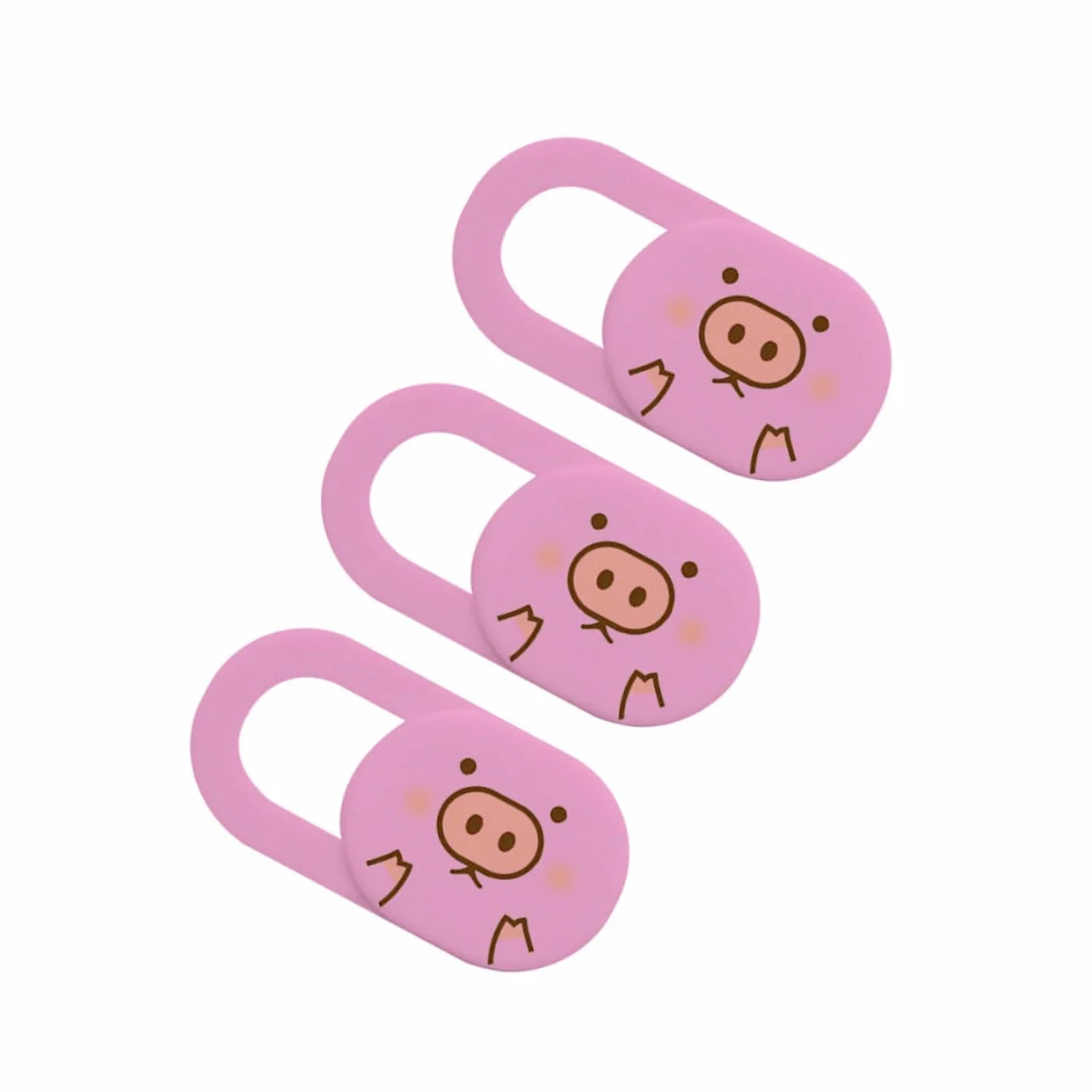 Cubierta Protectora Deslizante para Cámara Web Abs Rosa 3 Piezas | Portátil y Tableta, Apertura y Cierre por Deslizamiento, Diseño Patrón de Cerdo