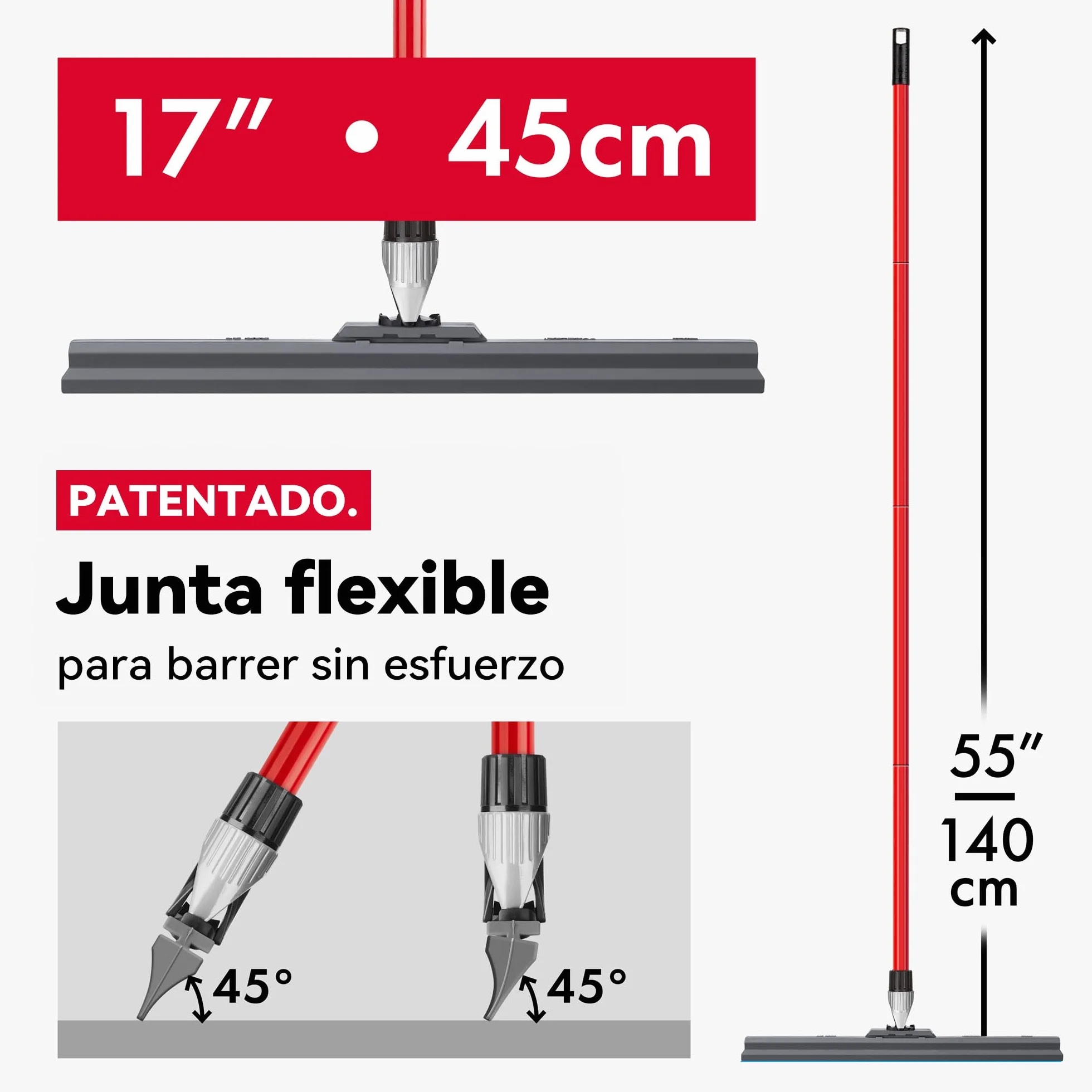 Escobilla de Goma Silicona 45 cm Mango 140 cm Tyroler Escoba Suelo Exterior