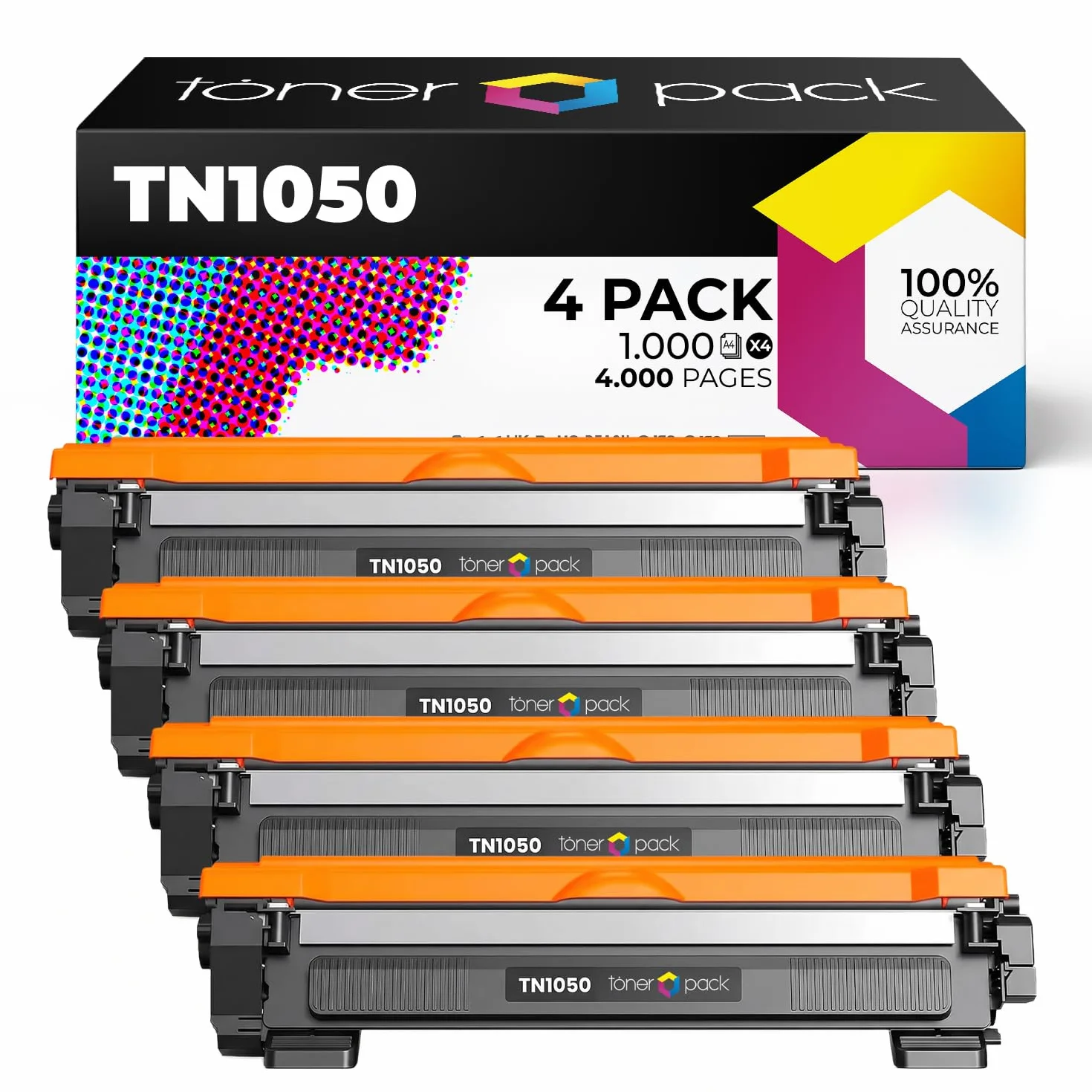 TONER PACK TN1050 Cartuchos de Tóner Compatible para Brother DCP-1510 HL-1110 HL-1210W HL-1212W DCP-1510 DCP-1610W DCP-1612W MFC-1810 MFC-1910W (4 Unidades)